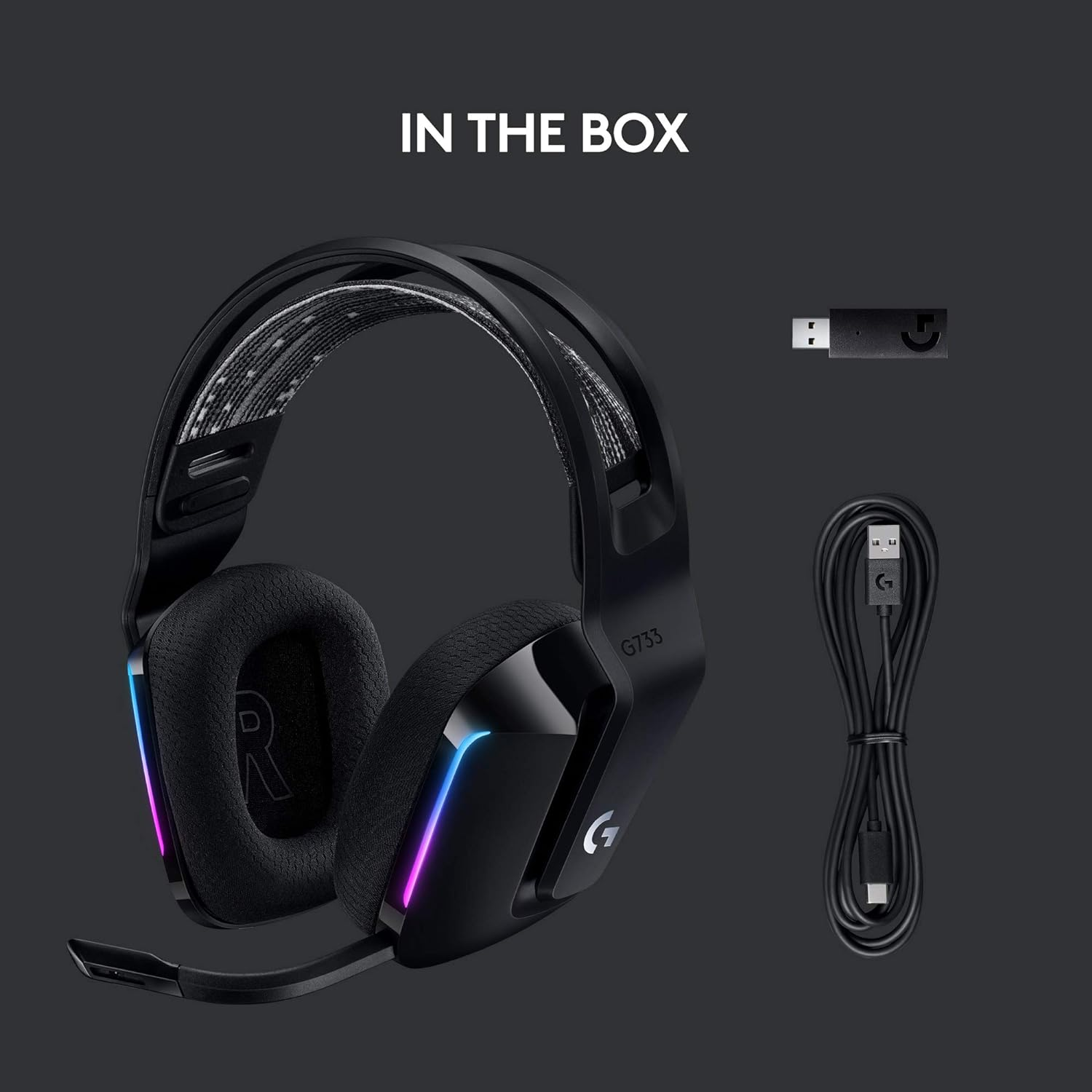 Logitech G733 LIGHTSPEED Wireless Gaming Headset with Suspension Headband, LIGHTSYNC RGB, Blue VO!CE Mic Technology and PRO-G Audio Drivers - Black image number 4