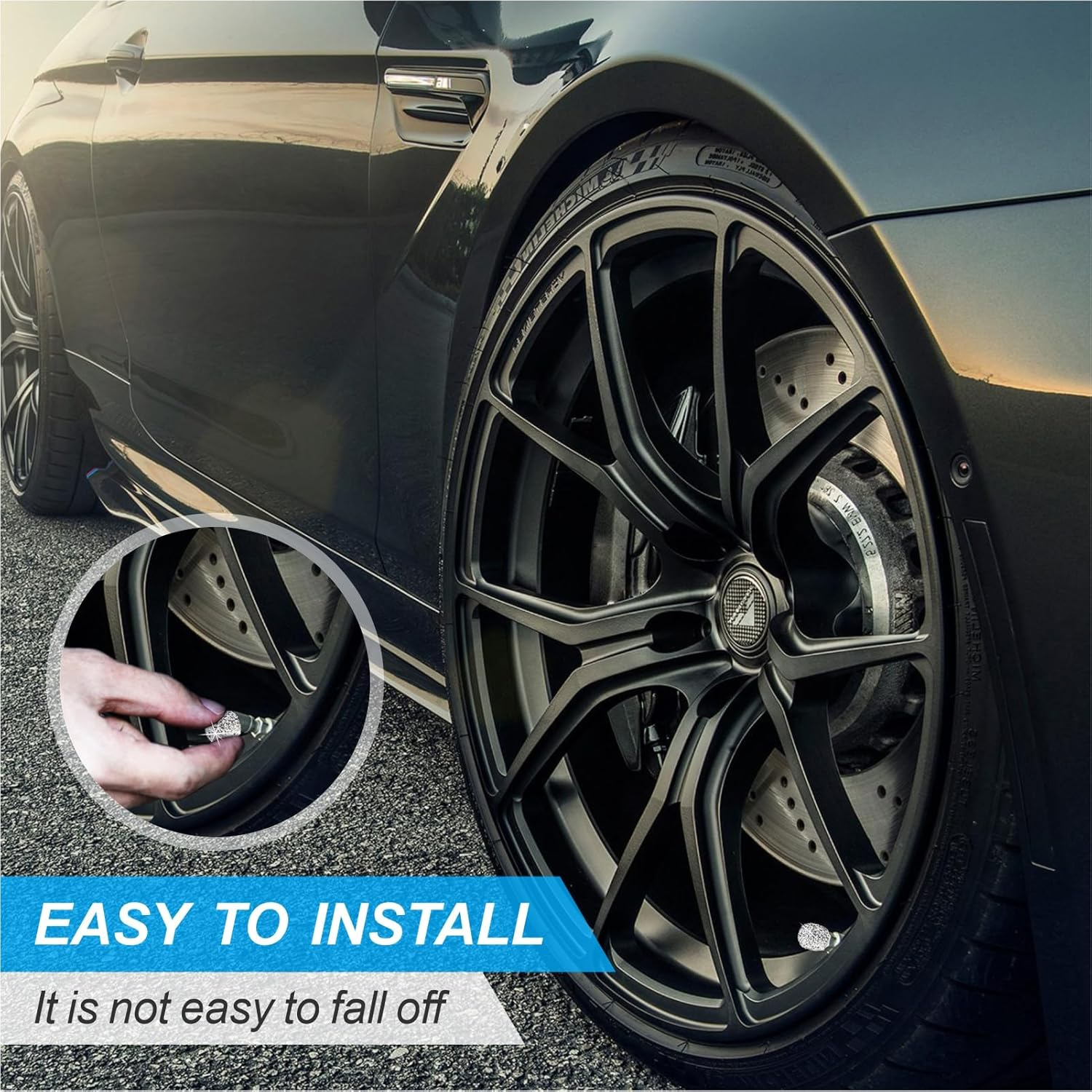 HZJD Tire Valve Stem Caps, Handmade Crystal Rhinestone, White(4 Pack) - Black image number 4