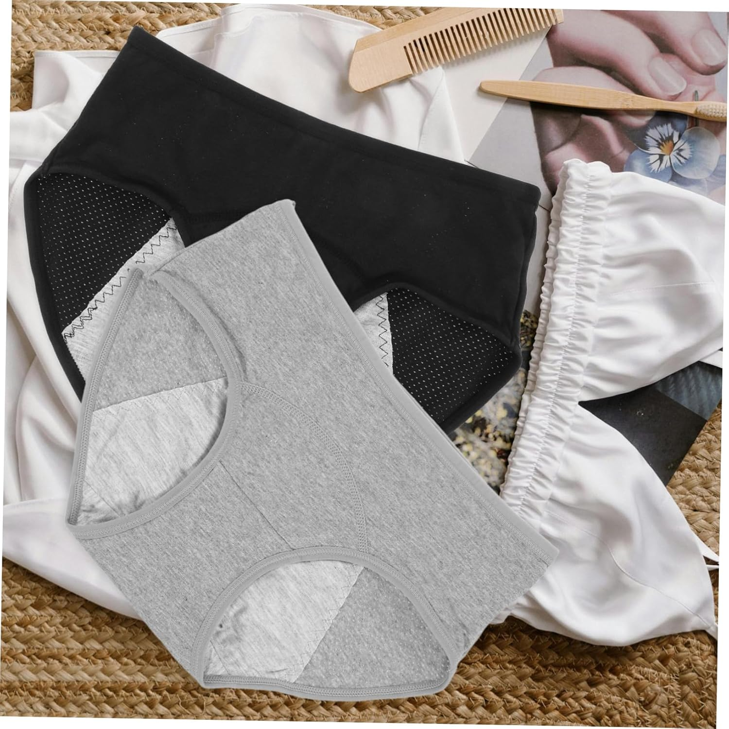 Didiseaon Cotton Women Midrise Leakproof Period Hipster Underwear Breathable Comfortable Menstrual Pants for Women Soft Secure Fit Suitable for Moderate Flow image number 4