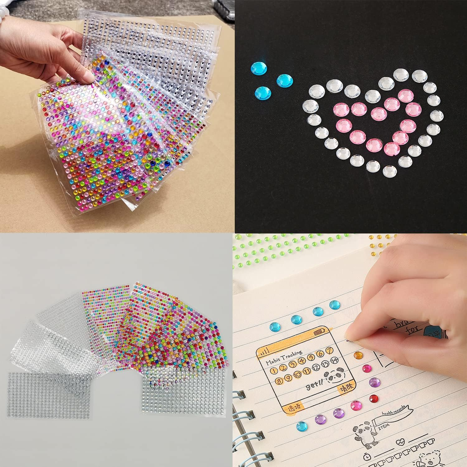 Taicols Rhinestone Sticker Self-Adhesive Jewels Sticker, 2834 Pcs Self Adhesive Gems Stickers, Crystal Gem Flat Back Stickers Adhesive Half for Makeup DIY Nail Earrings Phone Case(Diamond-White) image number 3