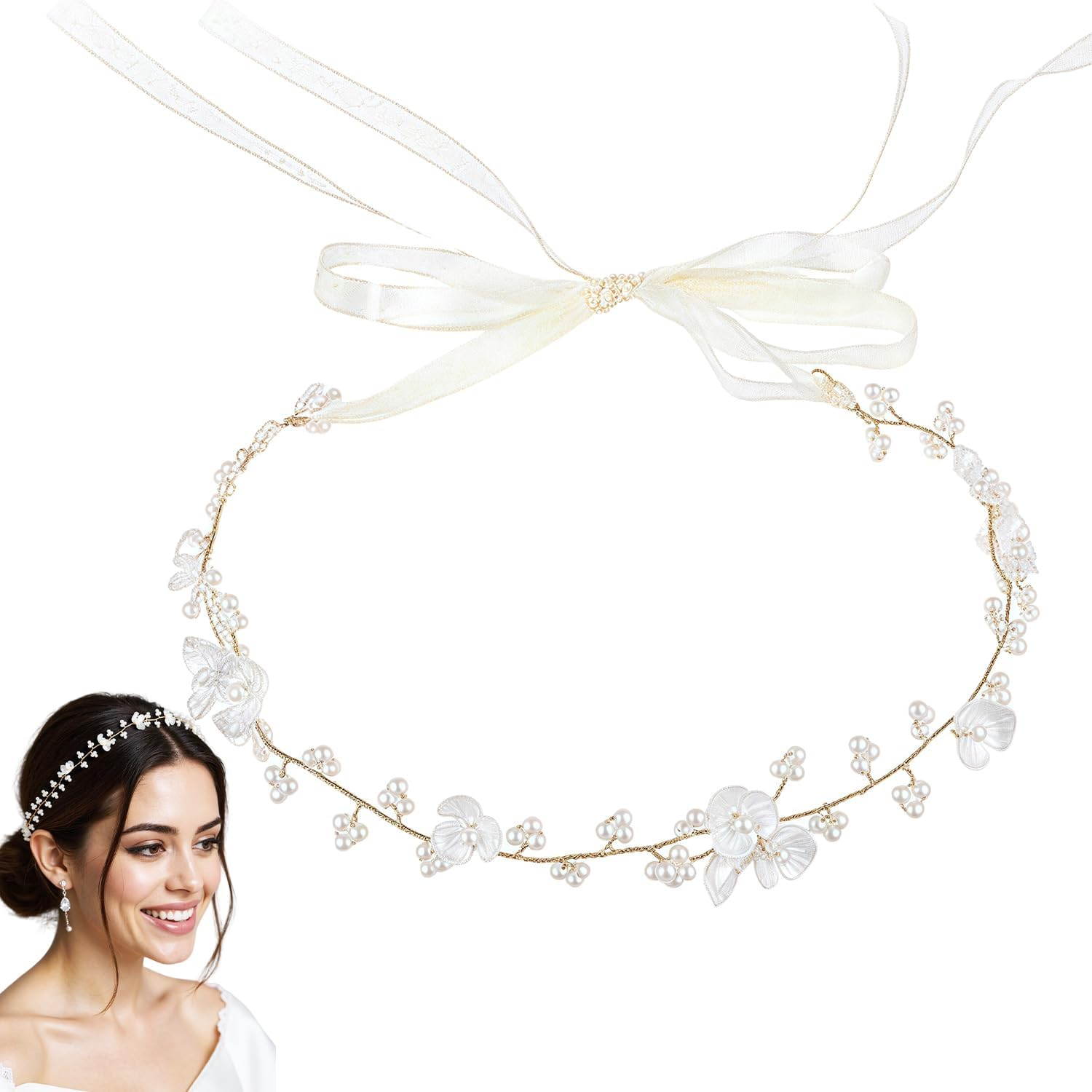 Ezranova Pack of 2 Flower Wreath Hair Children, Flower Hair Accessories Girls, Wedding Flowers Hair Wreath, Headband Girls for Wedding, Birthday, Party image number 3