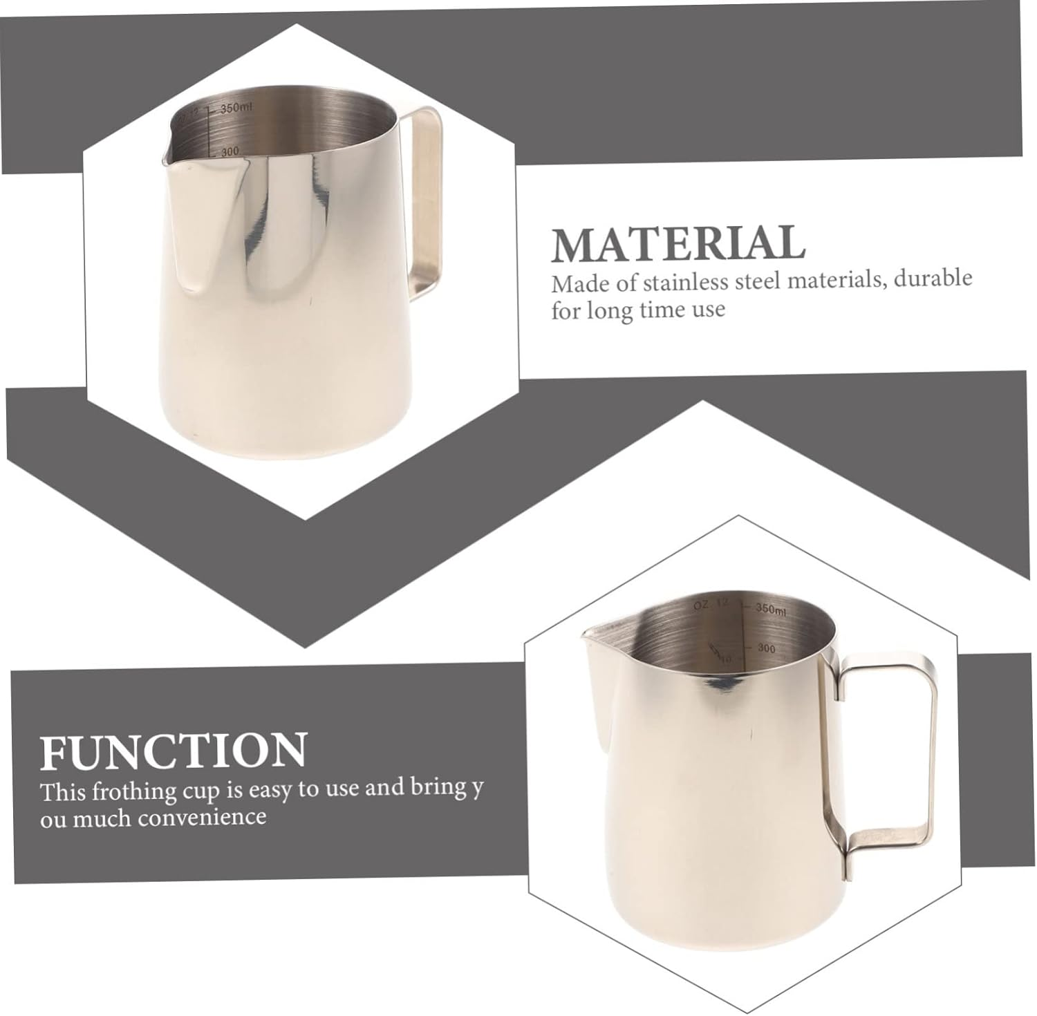 CONGARTENO Stainless Steel Milk Frothing Pitcher for Coffee Latte Art Handheld Milk Pitcher for Espresso Kitchen Supplies image number 3