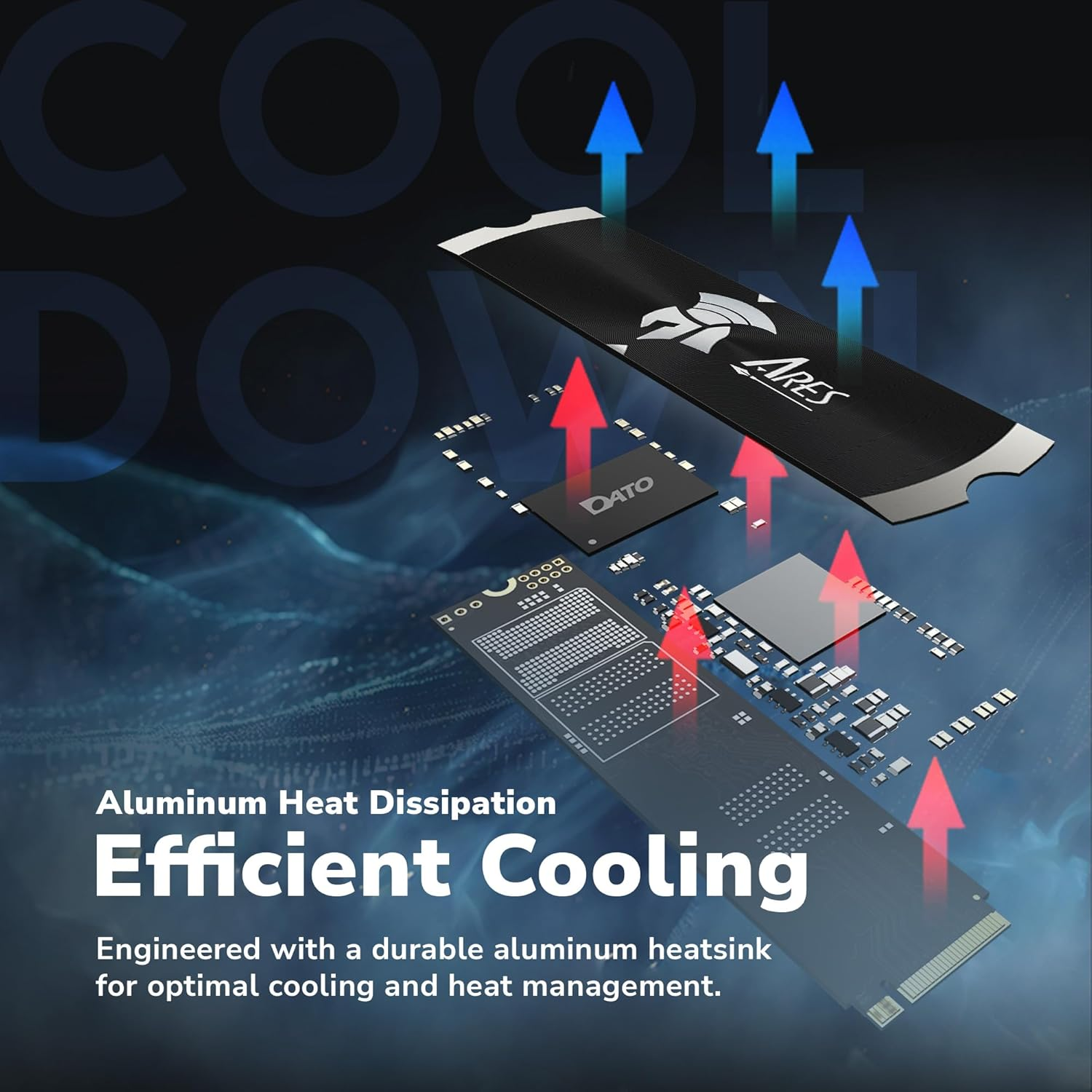 DATO Gen4 SSD with Heatsink 1TB Nvme Pcie 4.0 M.2 2280 up to 7200/6850Mb/S High Performance SSD for Gaming Creation &ndash; Ares Dark Sword Lite image number 4