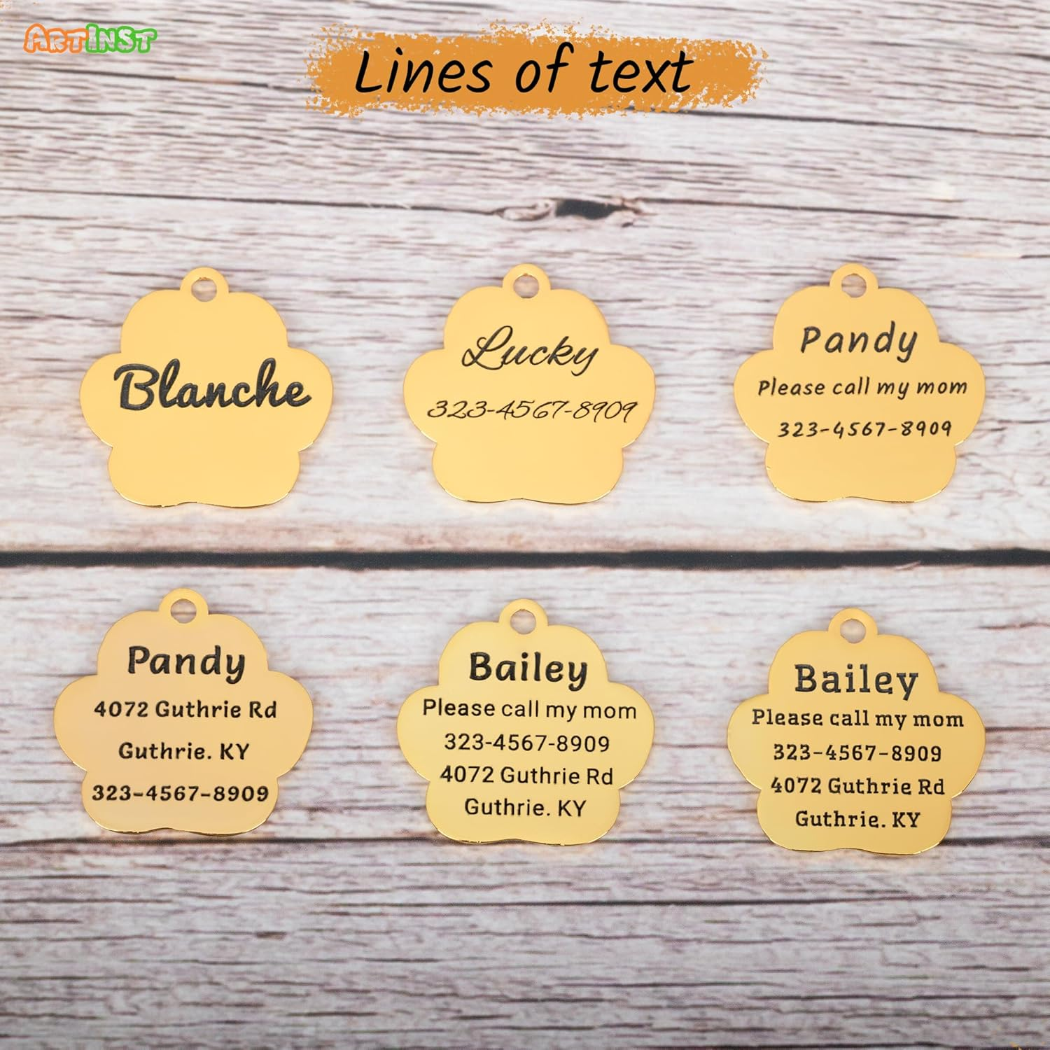 Artinst Dog Tag Personalized Custom Engraving up to 5 Lines of Content for Your Pet'S Name and Information Cute Paw Shaped Pet Id Tag (Pink) - Green image number 3