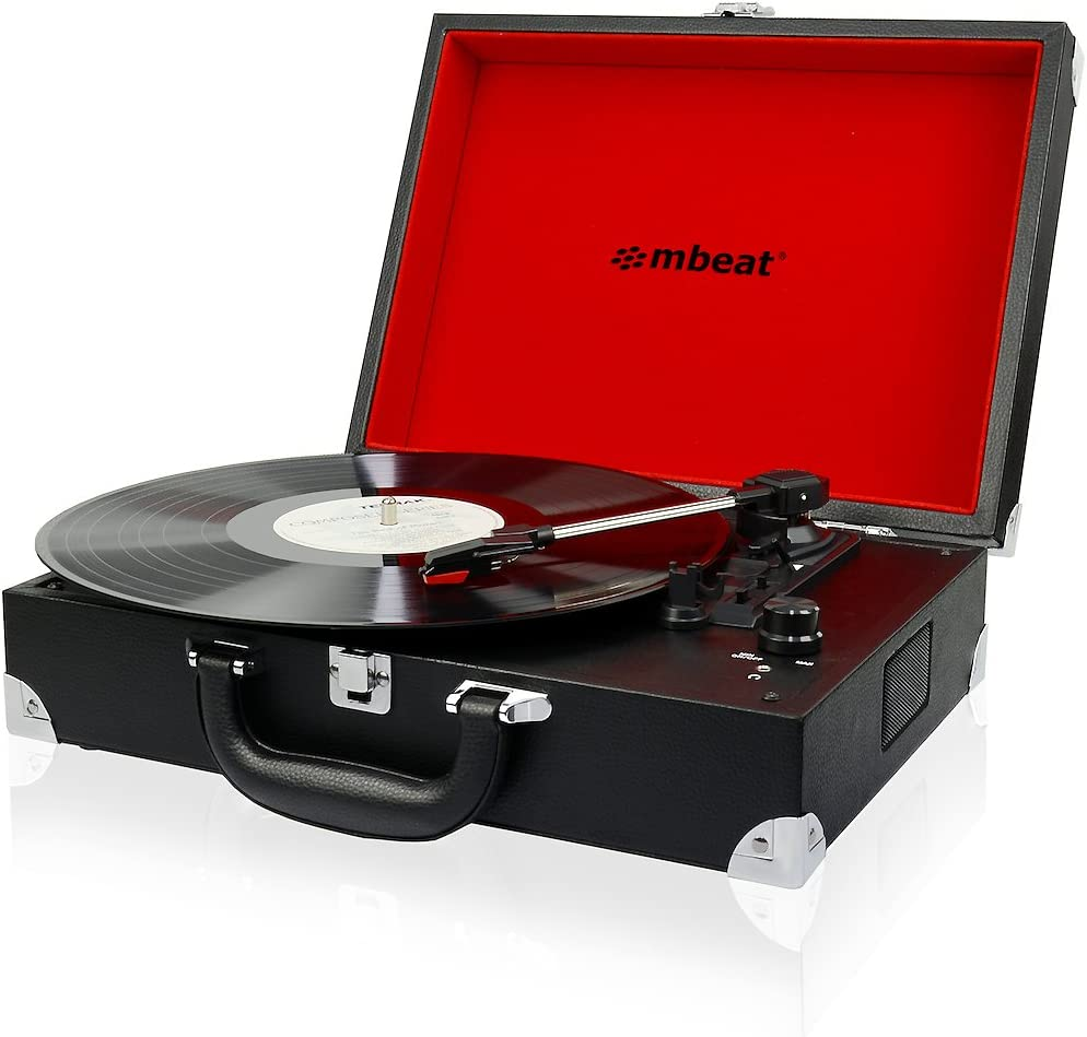 Mbeat Retro Briefcase-Style USB Turntable Record Player Vinyl to MP3 Built-In Stereo Speakers Black image number 2
