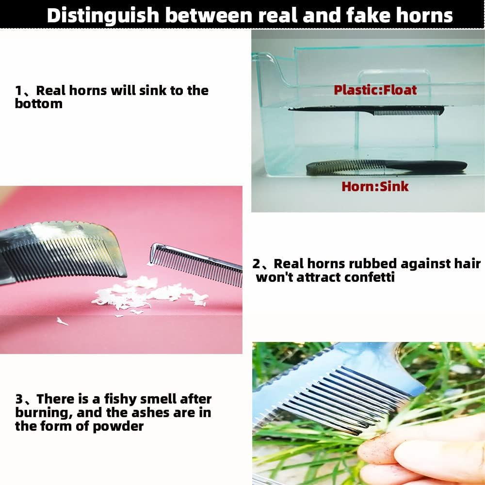 TOP SEWING Carved Horn Bone Comb for Relaxing Head 8.5" Scalp Massage Comb B image number 4