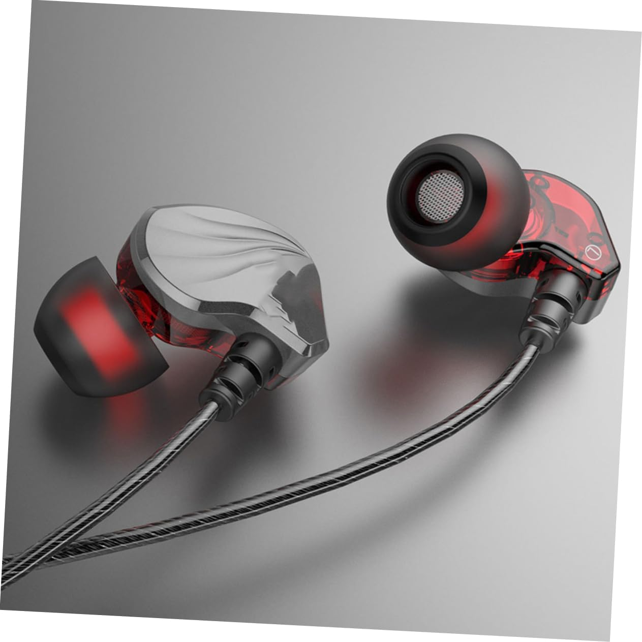 QUMIIRITY Ear Wired Earphones with Mic Subwoofer Stereo Bass Earbuds for Gaming Compatible with Phone and Tablet Grey Tangle Cables Flexible Earhooks for Comfort and Stability image number 3