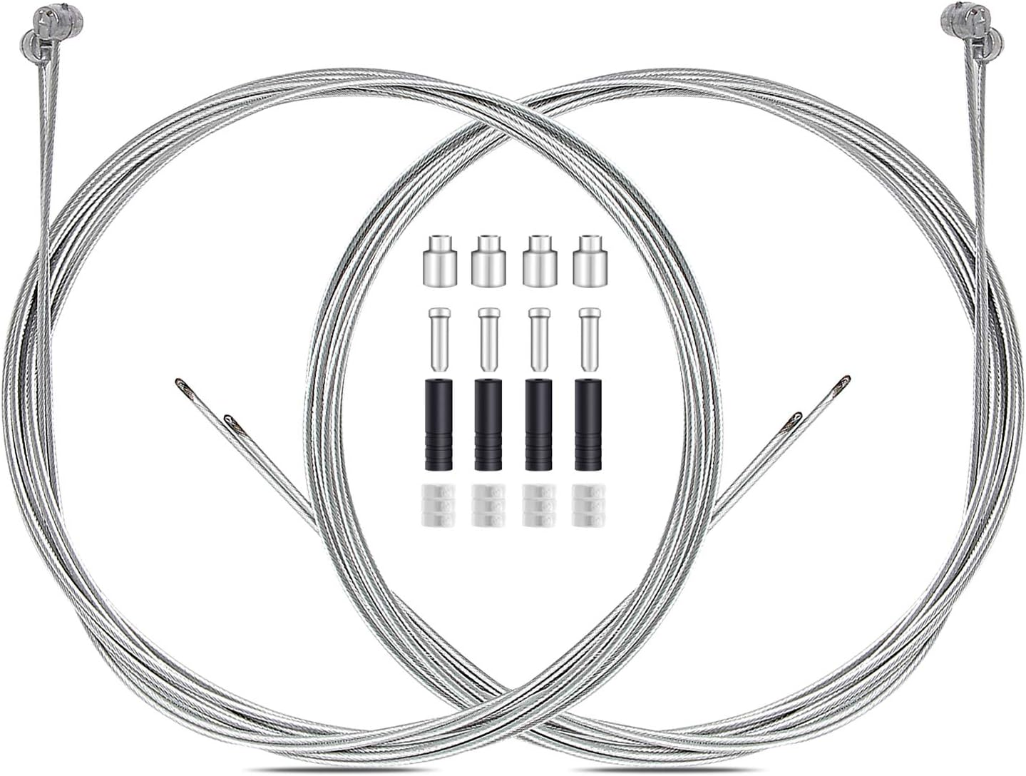 4PCS Premium Bike Brake Cable Set,Universal Standard Bicycle Brake Cable, Professional Bicycle Brake Line for Front and Rear Mountain MTB or Road Bikes,Include Free Cable Cap End Crimps Accessories 2M image number 4