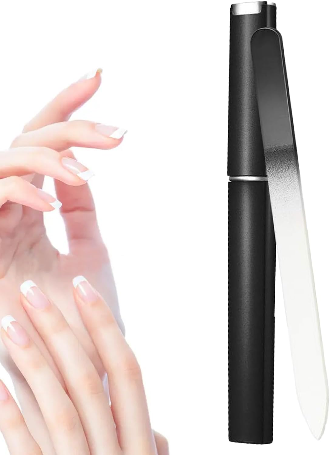 Crystal Glass Nail File - Cuticle Pusher | Professional Heavy Duty, Double Sided Etched Crystal File & Travel Case for Nails Shape and Smooth Nails Jmedic - Silver image number 4