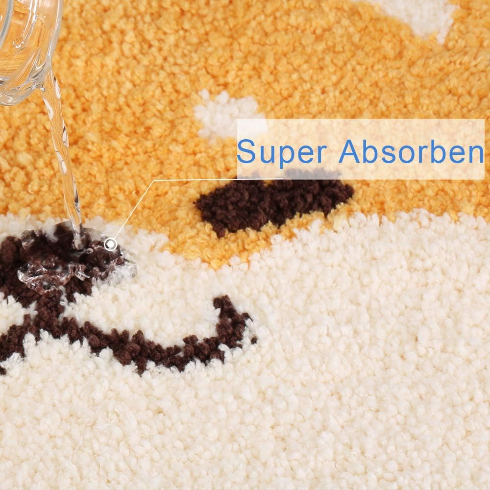 Ankah Bath Mat Cute Shower Rug, Luxury Shaggy High Absorbent and anti Slip, Machine Washable Fit for Bathtub, Shower and Bath Room, 18" X 26", Cute Dog image number 5