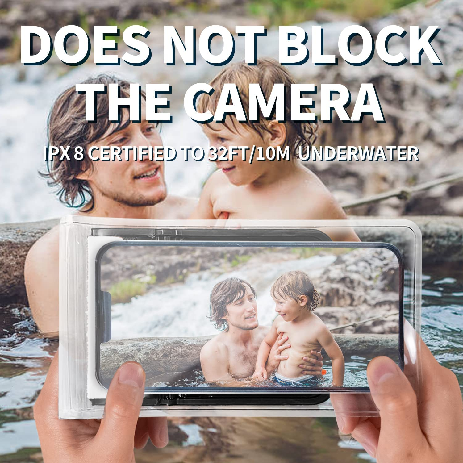 Oreunik Waterproof Phone Pouch [2-Pack], Waterproof Case Dry Bag for Iphone 14/13/12 Pro MAX Samsung Galaxy S22/S20 Ultra S11/S10 up to 8 Inches, Screen Touch Sensitivity, 2 Layer Design Pocket, Black