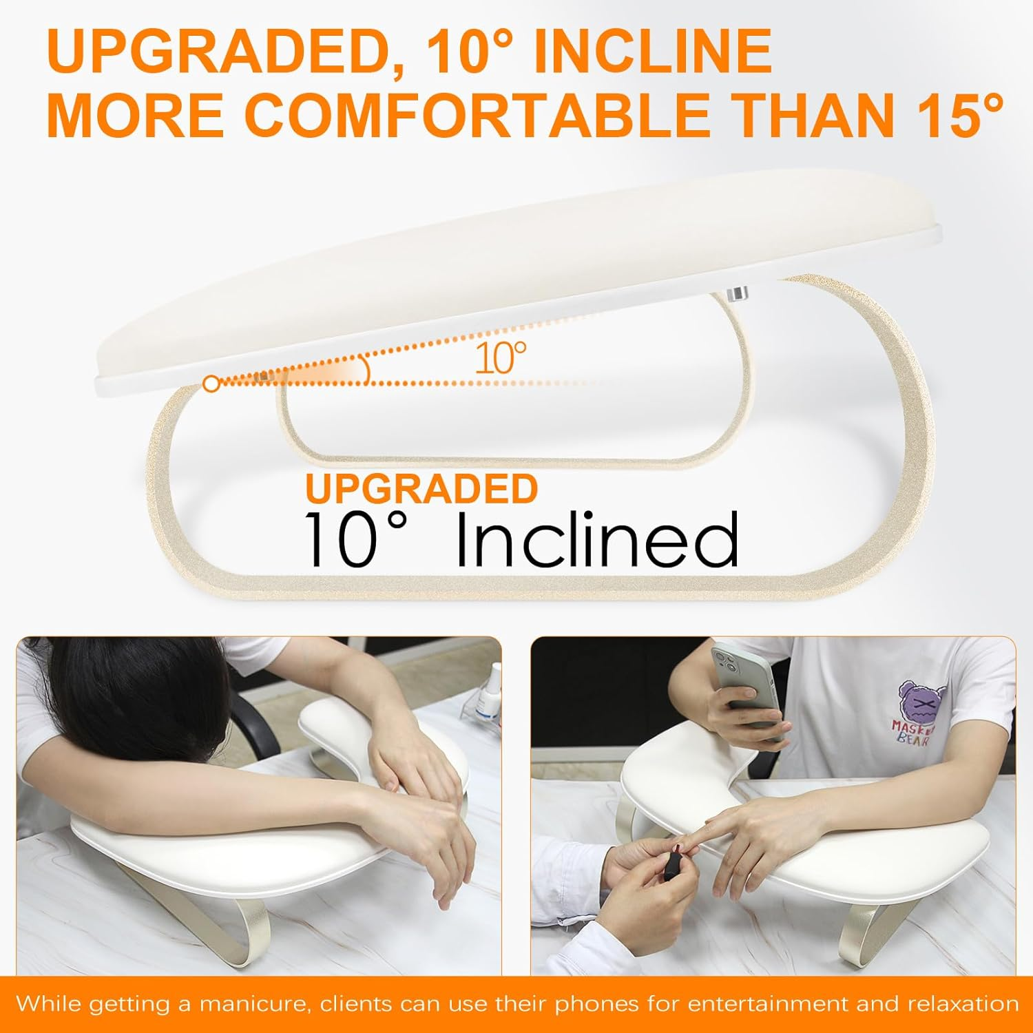 Arm Rest for Nails Tech Upgraded 10&deg; Inclined, U-Shaped Manicure Nail Arm Rest Stand, Nail Armrest for Nail Tech Hand Rests with Aluminum Alloy Holder Non-Slip image number 4
