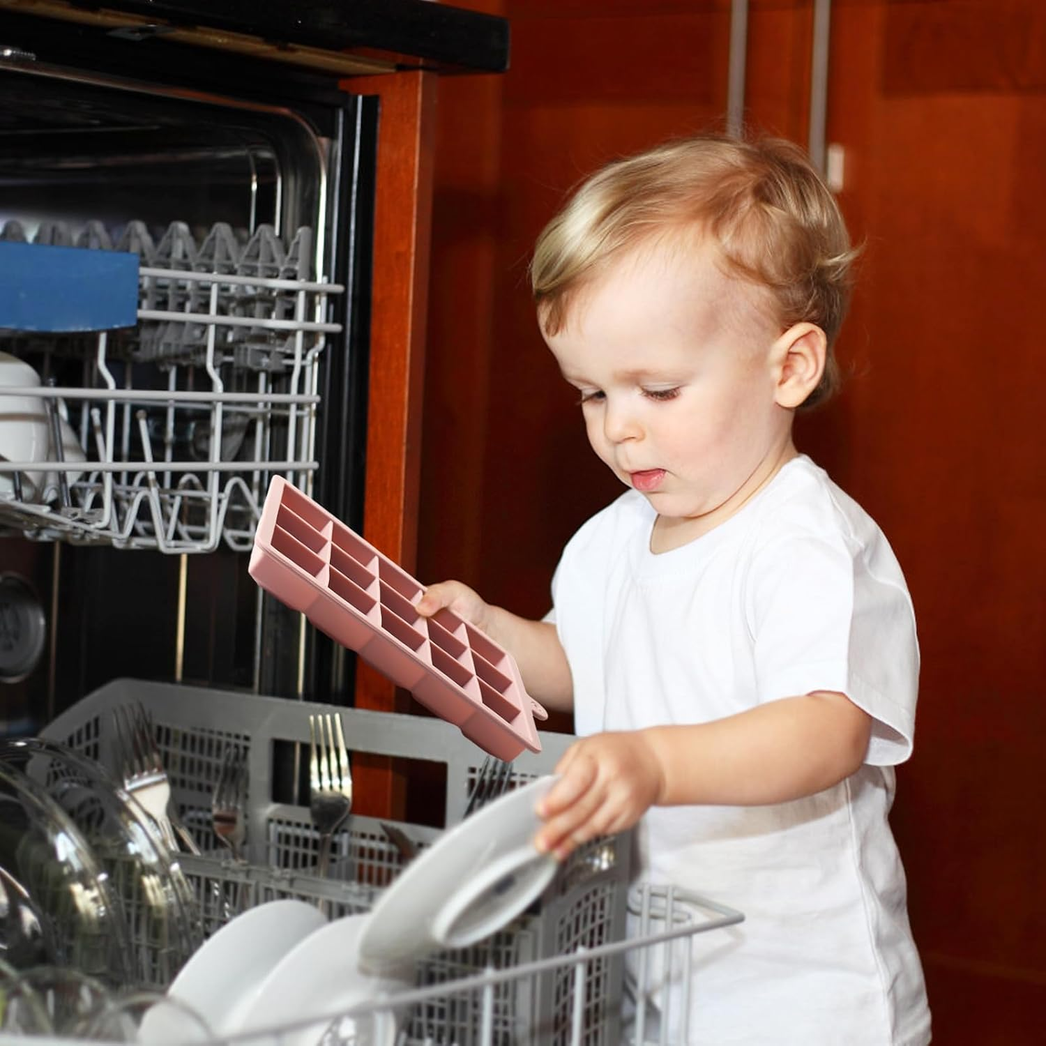Silicone Ice Cube Tray with Lid, 3 Pack 45 Cubes, BPA Free Reusable Molds for Whiskey, Cocktail & Baby Food (Blue, Pink, Green) image number 1