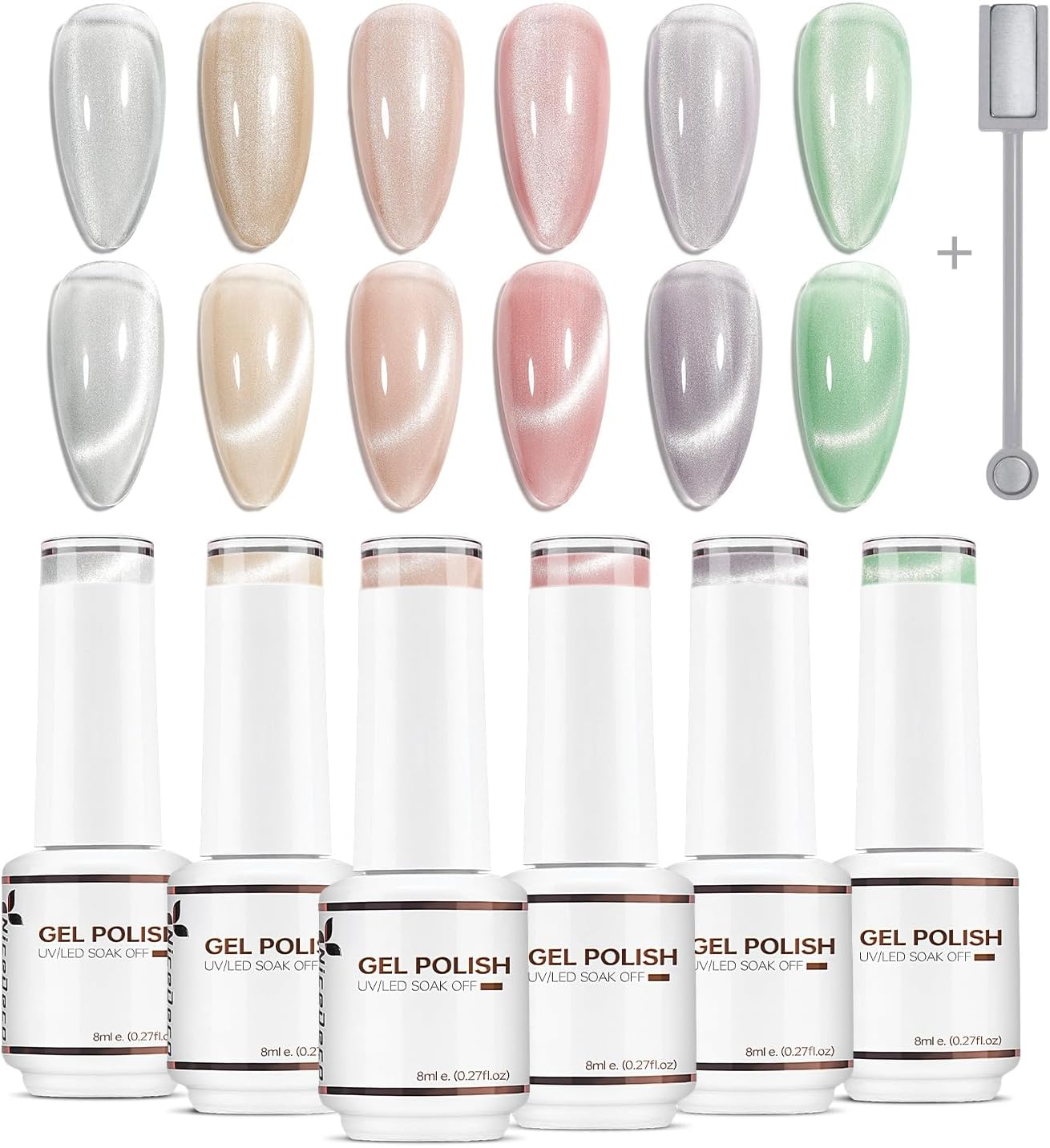 Nicedeco Gel Nail Polish 6 Pcs 8Ml Soak off LED U V Kit-31 Cruelty-Free & Vegan