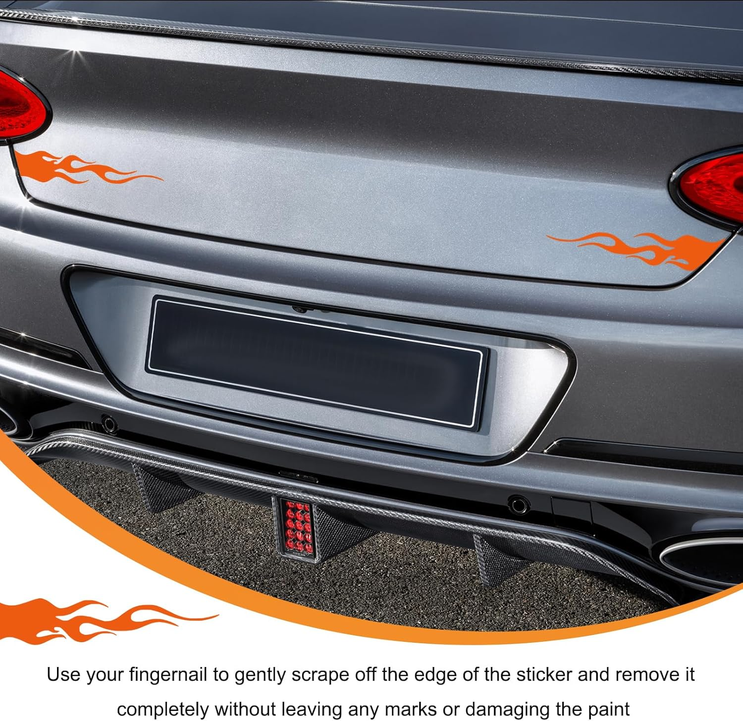 4 PCS Car Flame Reflective Sticker, Waterproof Racing Sports Flame Stripe Decal, Self Adhesive Bumper Decals Safety Stickers for Car Mirror Motorcycle Helmet, Car Accessories (Orange) image number 2