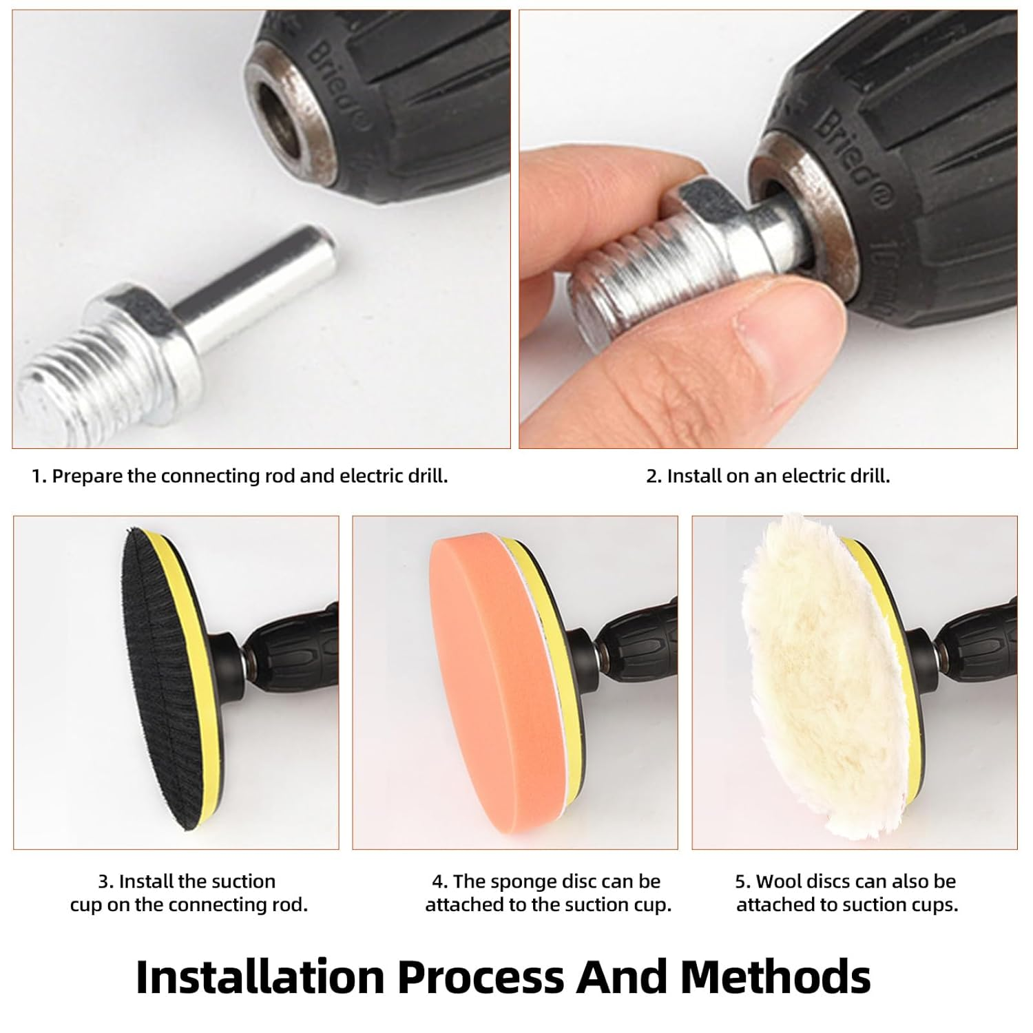 Tanstic 26Pcs 3" 5" Car Foam Drill Polishing Pad Kit, Buffing and Polishing Pad Kit Including Flat and Wave Foam Polish Pads Sponge Buffing Pads Woolen Buffer Pads Drill Adapter Buffing Wheels