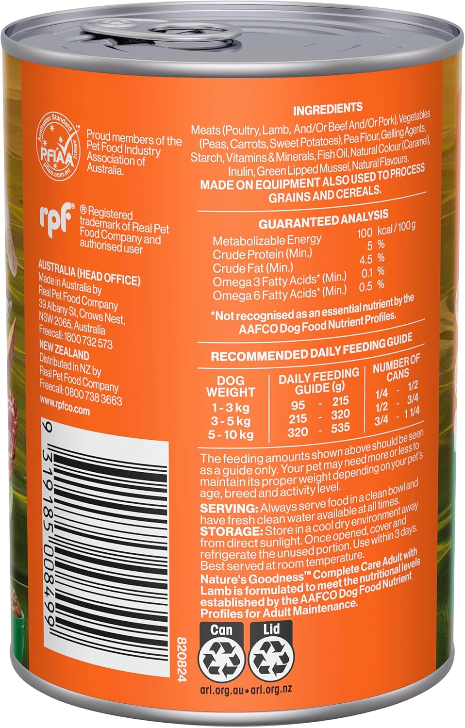 Nature'S Goodness Complete Care Adult Wet Dog Food, Lamb 12X400G - Grain Free Everyday Nutrition, Supports Joints, Immunity, Skin & Digestion image number 4