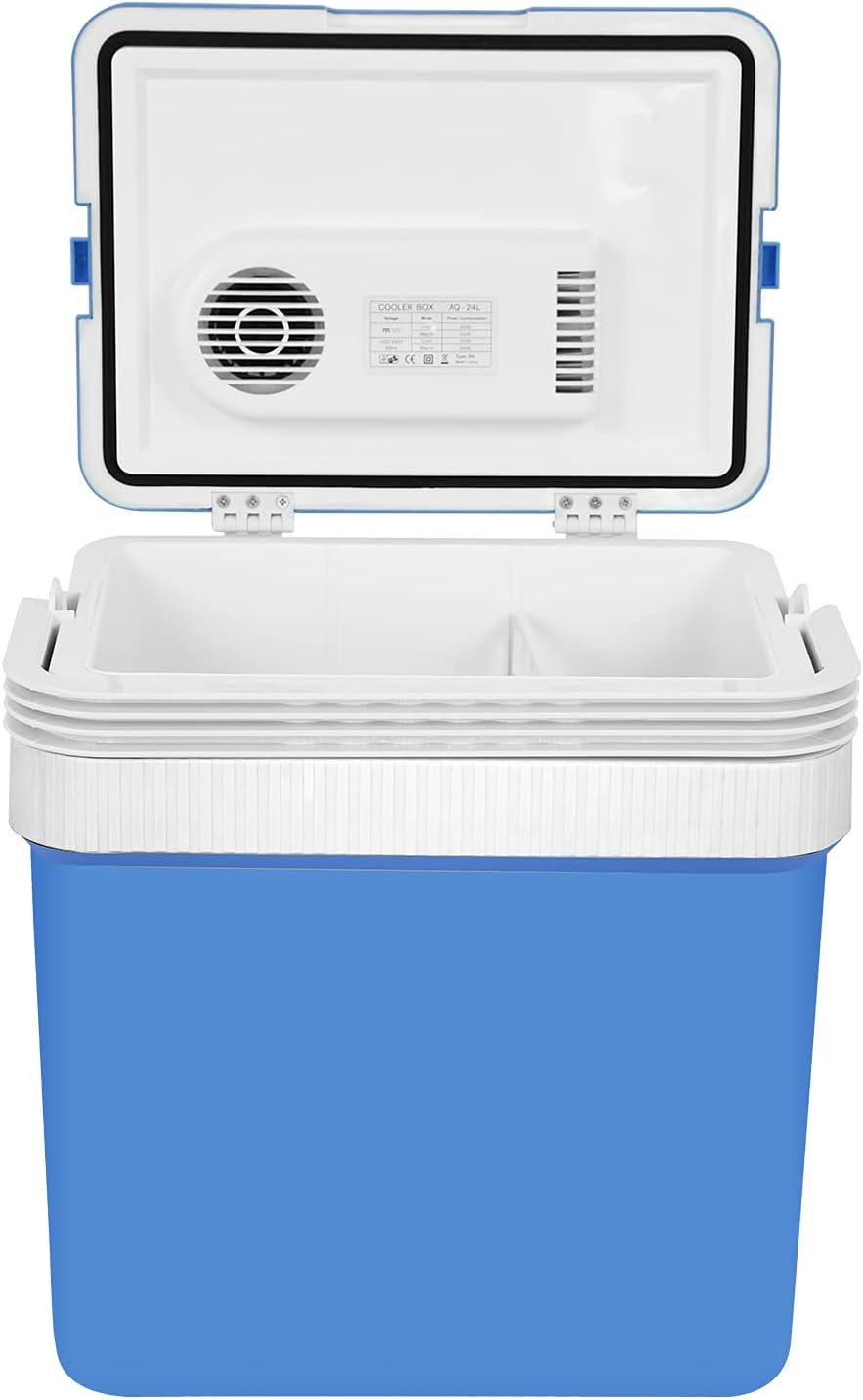 Mini Fridge Electric Cooler and Warmer Car- 12V DC Electric Cooler Car Refrigerator with Automatic Locking Handle, 24L Portable Car Fridge for Travel and Camping