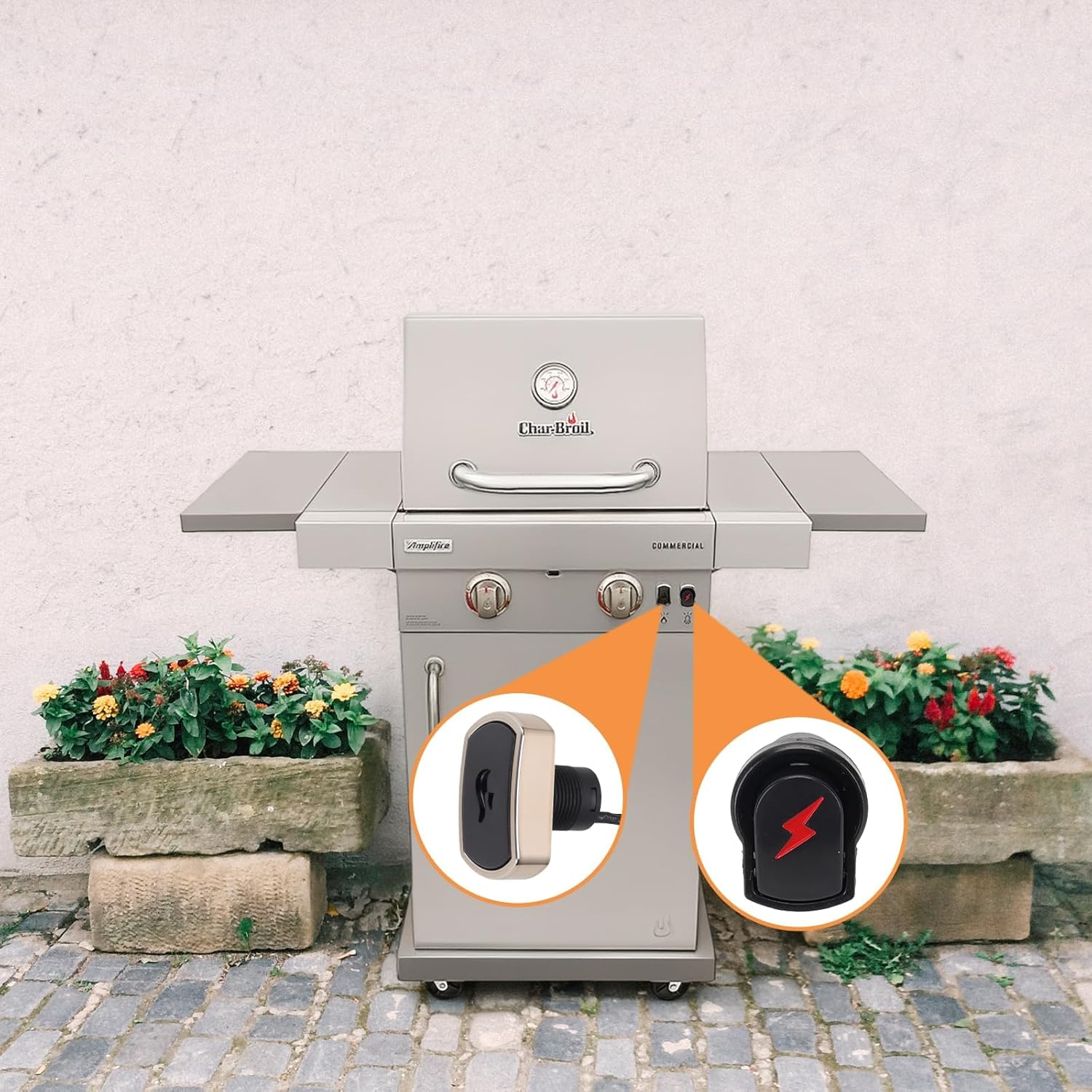 DHLG-12 Grill Igniter Kit G511-0055-W1 for Charbroil Ignitor Replacement, G350-0017-W1 2 Outlet BBQ Electronic Ignition Module with Wires and 2 Igniter Buttons for Charbroil Surefire Ignition Systems image number 3