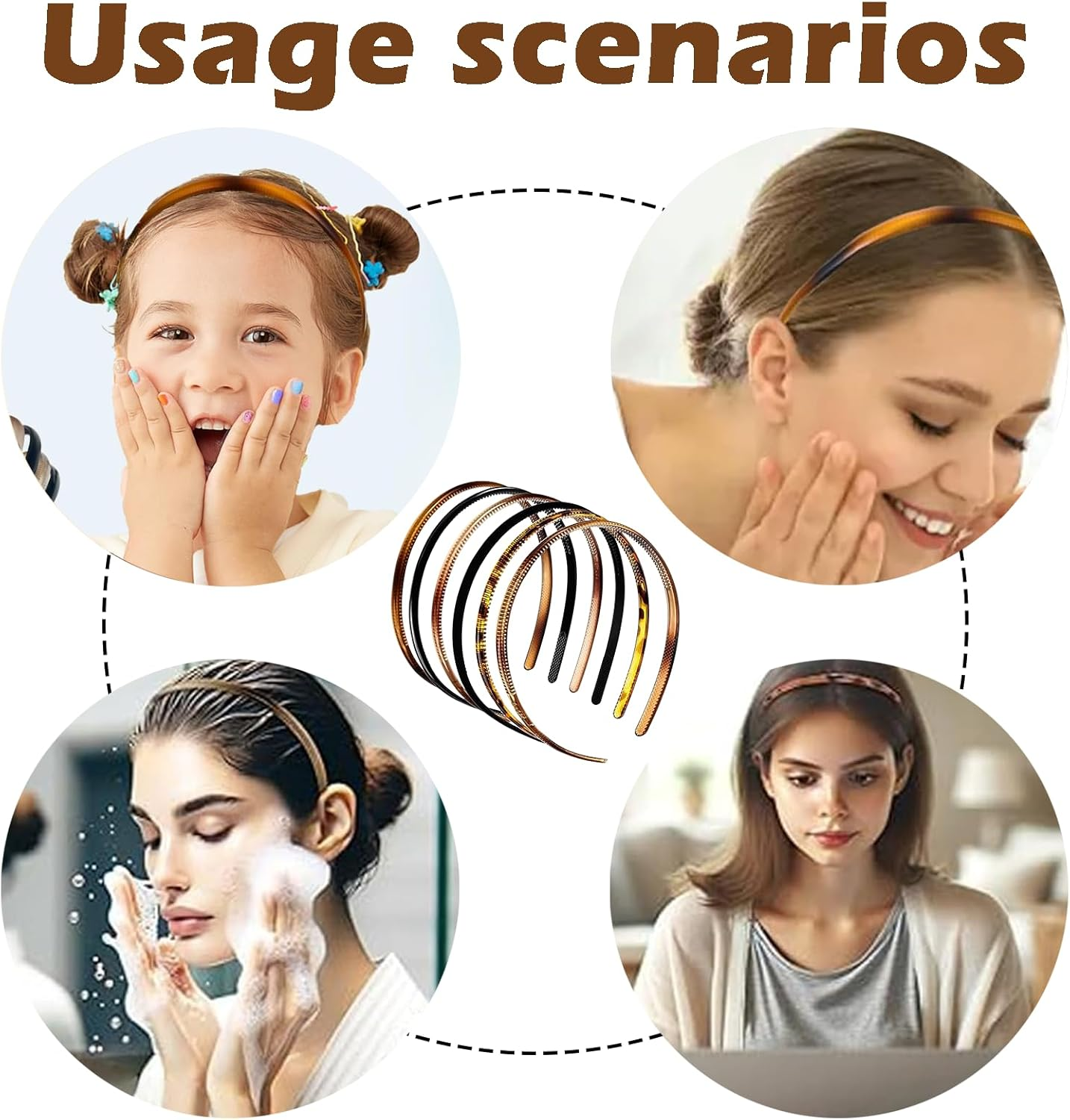 Rylaxzon Headbands for Women, Multi-Color Headband with Teeth Comb, Skinny Hair Band Head Bands for Women & Girls (6 PCS, 8Mm Wide)