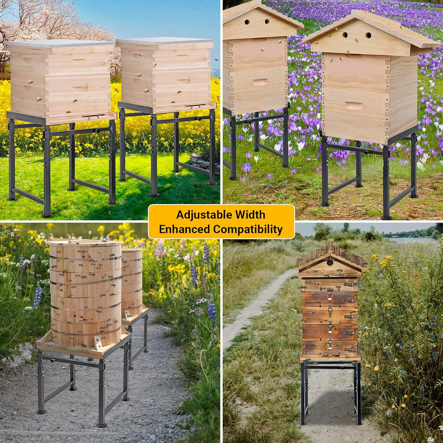 Adjustable Metal Hive Stand, Sturdy Beehive Stand Adjustable Height 15&rdquo; - 19&rdquo; & Adjustable Width 14.5&rdquo; - 24.5&rdquo;, Easy to Assemble Bee Stand for Beekeeping image number 5