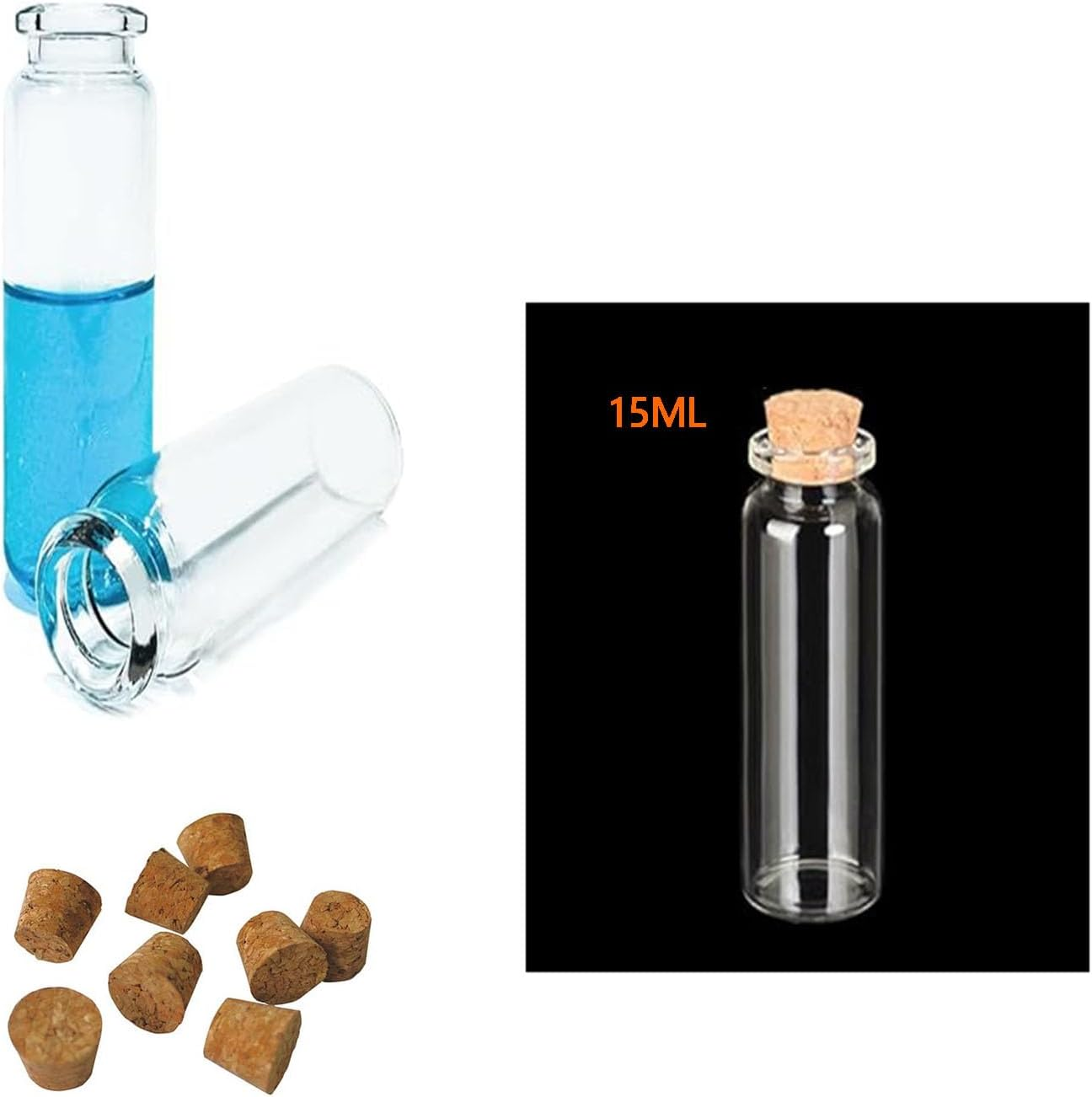 24 Pcs Corked Glass Baby Teeth Hair Keepsake Bottles Mini Wishing Jars for DIY Decoration for Preserving Memories, Glass Bottles Cork Stoppers Decoration Mini Glass Vials Cork Message Bottle image number 3