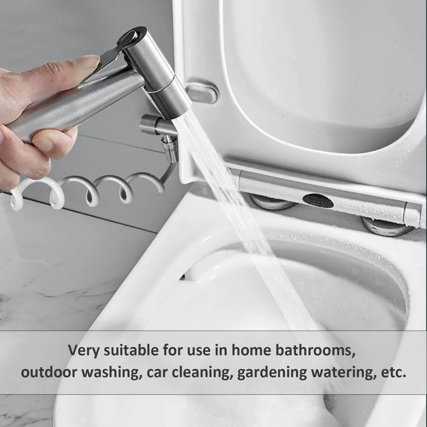 1 X Flush Gun, Stainless Steel Nozzle, Bathroom Cleaning Accessories, Toilet Gun, Controllable Spray Gun, Suitable for Toilet, Sink and Car Cleaning image number 1