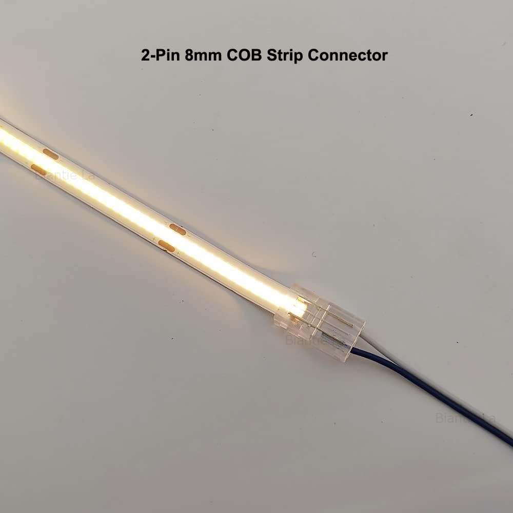 2-Pin COB LED Strip Connectors 8Mm Unwired Clips Solderless Adapter Terminal Extension Connection for 12V High Density LED Strip Lights image number 1