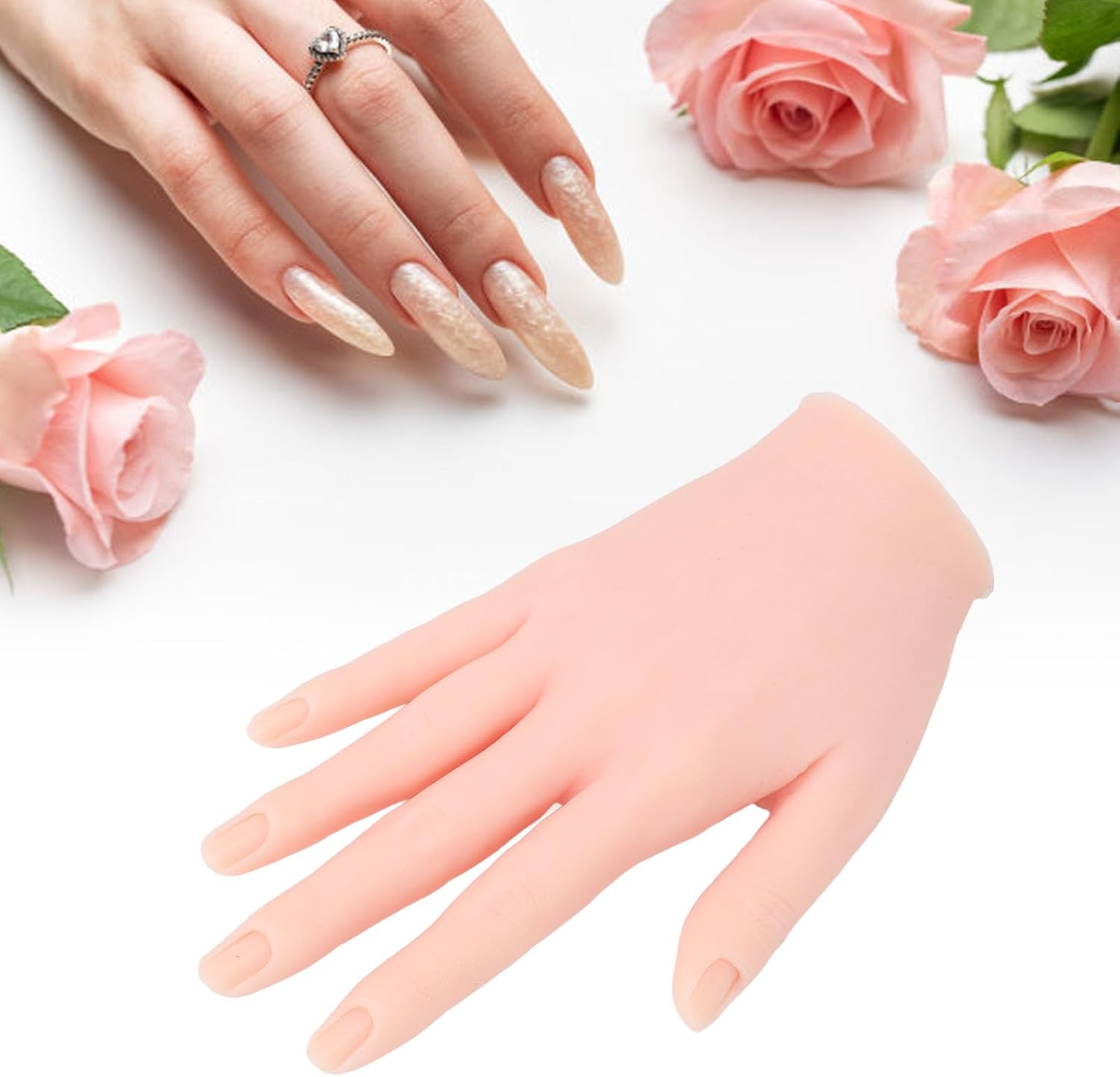 Silicone Nail Practice Hand, Flexible Bendable Fake Hand Mannequin for Nails Training Display. Good for Nail Art, Tattoos, Acupuncture Practice in Home Salon image number 2