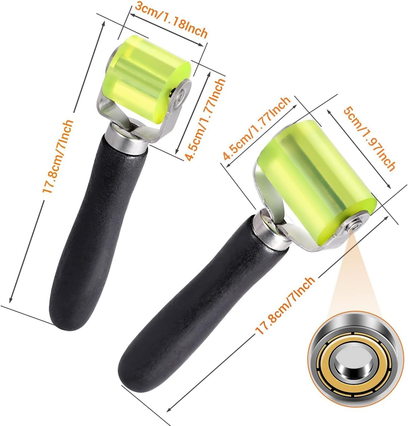 WADY 2 Pcs Car Sound Deadening Roller, Automotive Car Audio Sound Application Rolling Wheel, Noise Insulation Roller Seam Roller for Noise Filter Application Heat Abatement Mat Wallpaper (Black+Green) image number 2