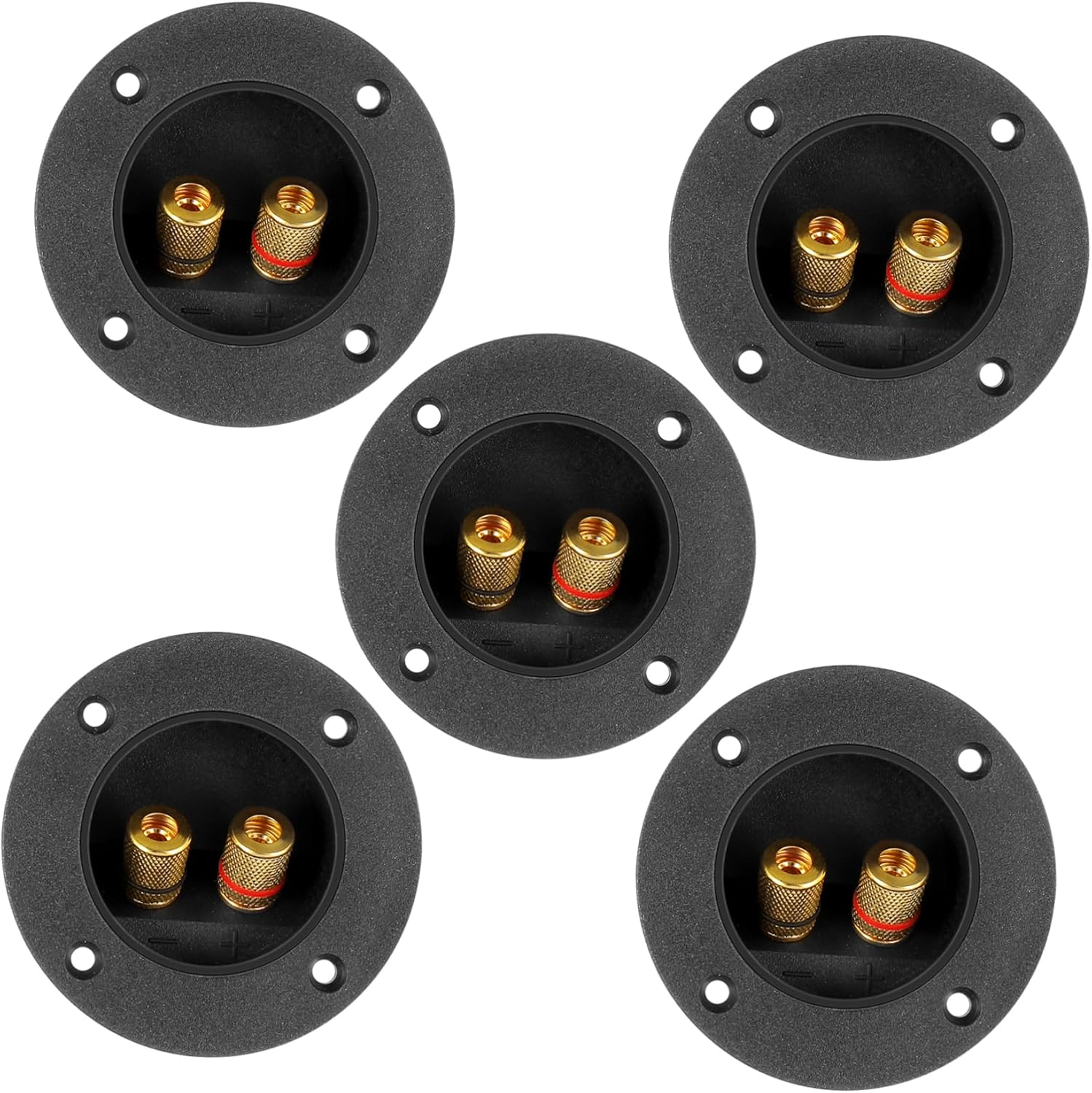 BRIGHTFUFU 3Pcs 2-Way round Copper Speaker Terminal Binding Posts for Home Car Audio DIY, Subwoofer Wire Connectors, Black, Compatible with Stereo and Hifi Systems