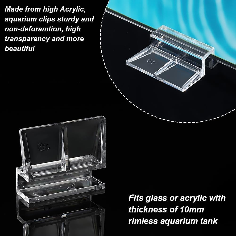 Acrylic Aquariums Fish Tank Glass Cover Clips, 16Pcs Clear Fish Tank Glass Cover Clips, Fish Tank Lid Clear Acrylic Aquarium Cover Support Clamps, 10Mm Thick - Transparent, 10Mm image number 6