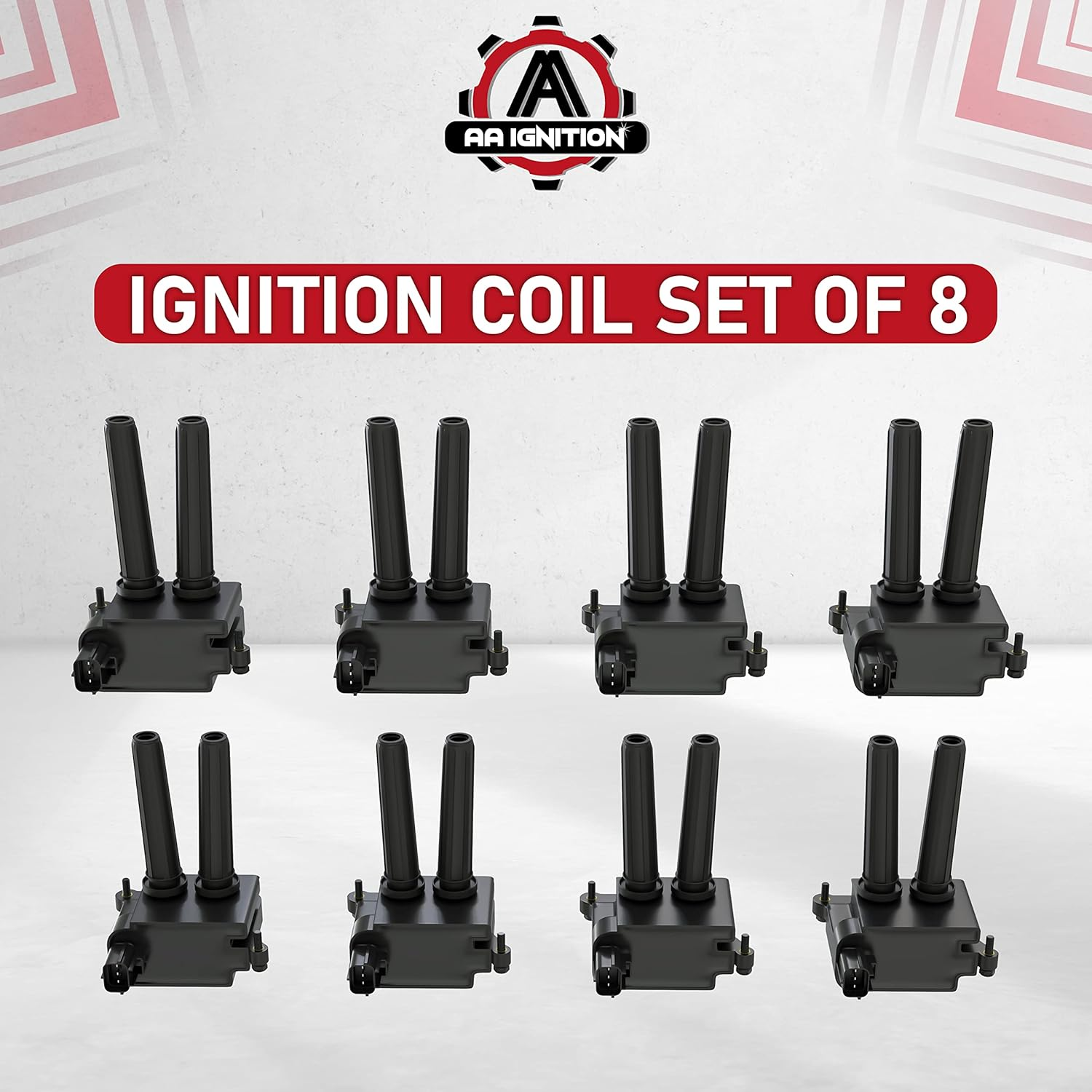 Ignition Coil Pack Set of 8 - Fits Dodge Ram 1500, 2500, 3500, Jeep Grand Cherokee, Commander, Dodge Charger, Challenger 5.7L, 6.1L, 6.4L HEMI - Replaces 5602129AA, 56029129AF, 56029129AA image number 1