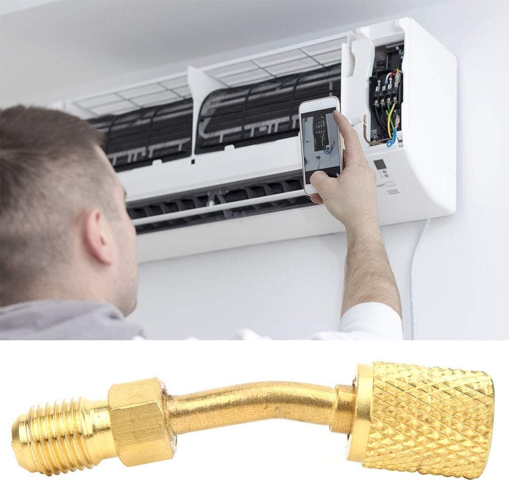 R410A Precision Brass 1/4Inch Male SAE to 5/16Inch Female SAE Adapter Vacuum Pump Split System, Stable Performance, for HVAC Technicians (AD87-45) image number 2