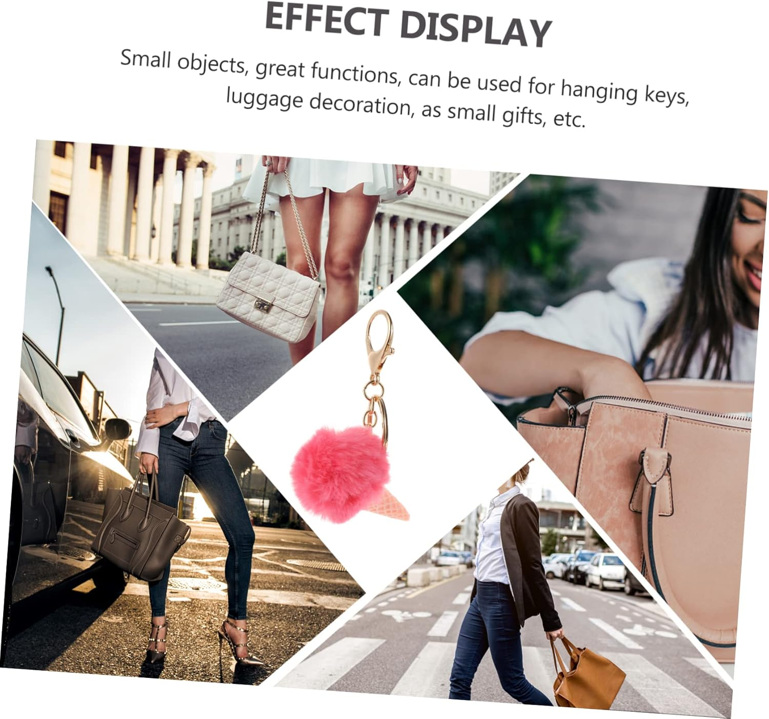 WESIEVYA 3Pcs Adorable Plush Ice Cream Keychain Cute Keyring for Keys Bags Backpacks Hanging Pendants for Women and Boys and Girls image number 3