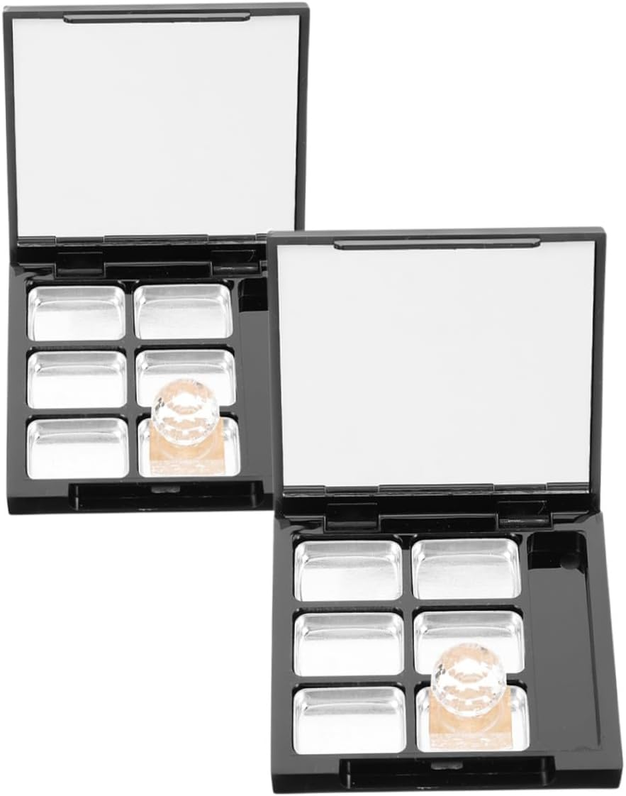 2 Sets DIY Refillable Empty Makeup Palette with Integrated Brush Slot Lipstick and Eyeshadow Container for Custom Blusher Storage image number 6