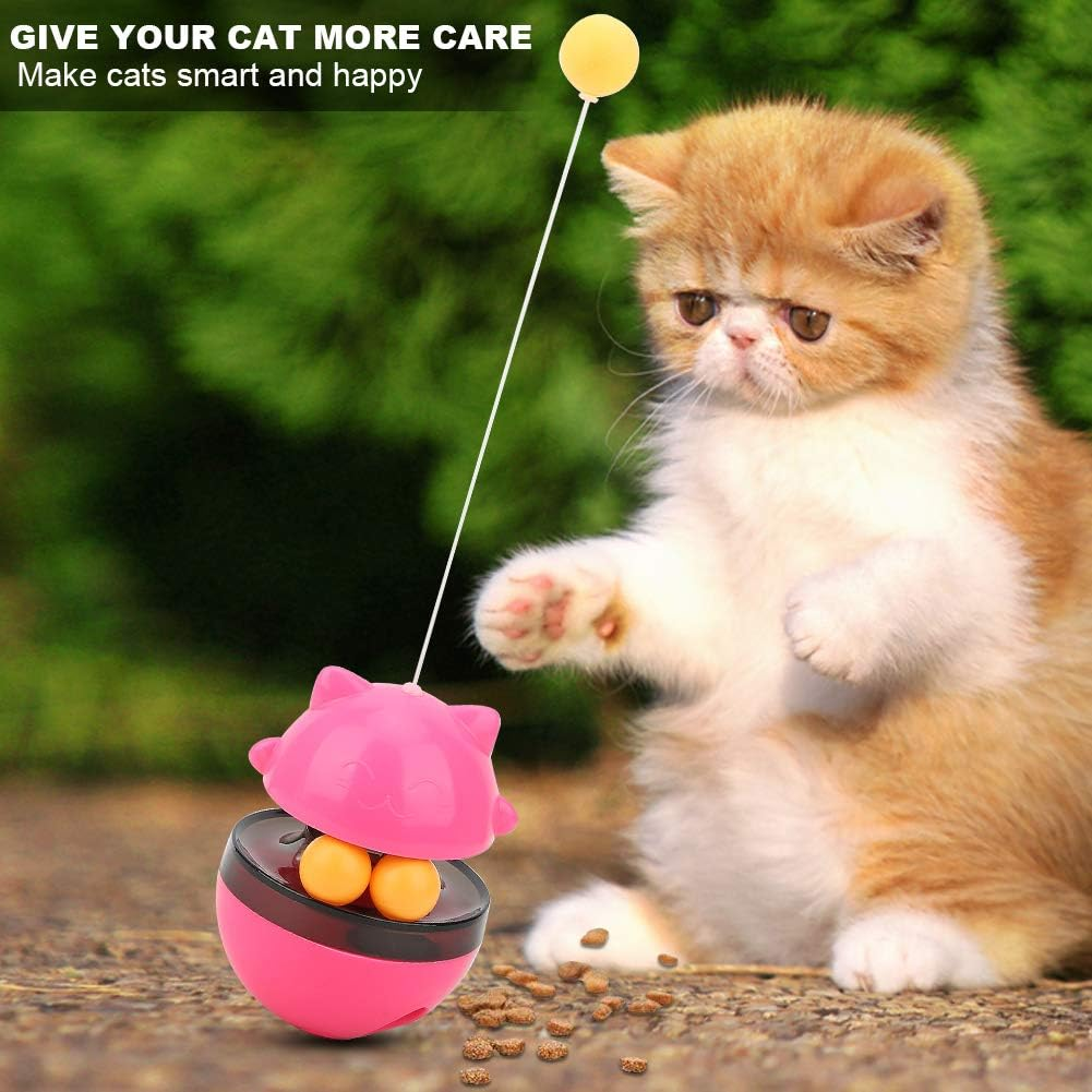 Cat Interactive Toy, Kitty Shape Tumble Food Dispensing Ball Pet Treat Feeder Leaking Dispenser, Fun Pet Leaking Food Toy Plastic Pet Fun Tumbler Feeder for Medium Small Dogs image number 6