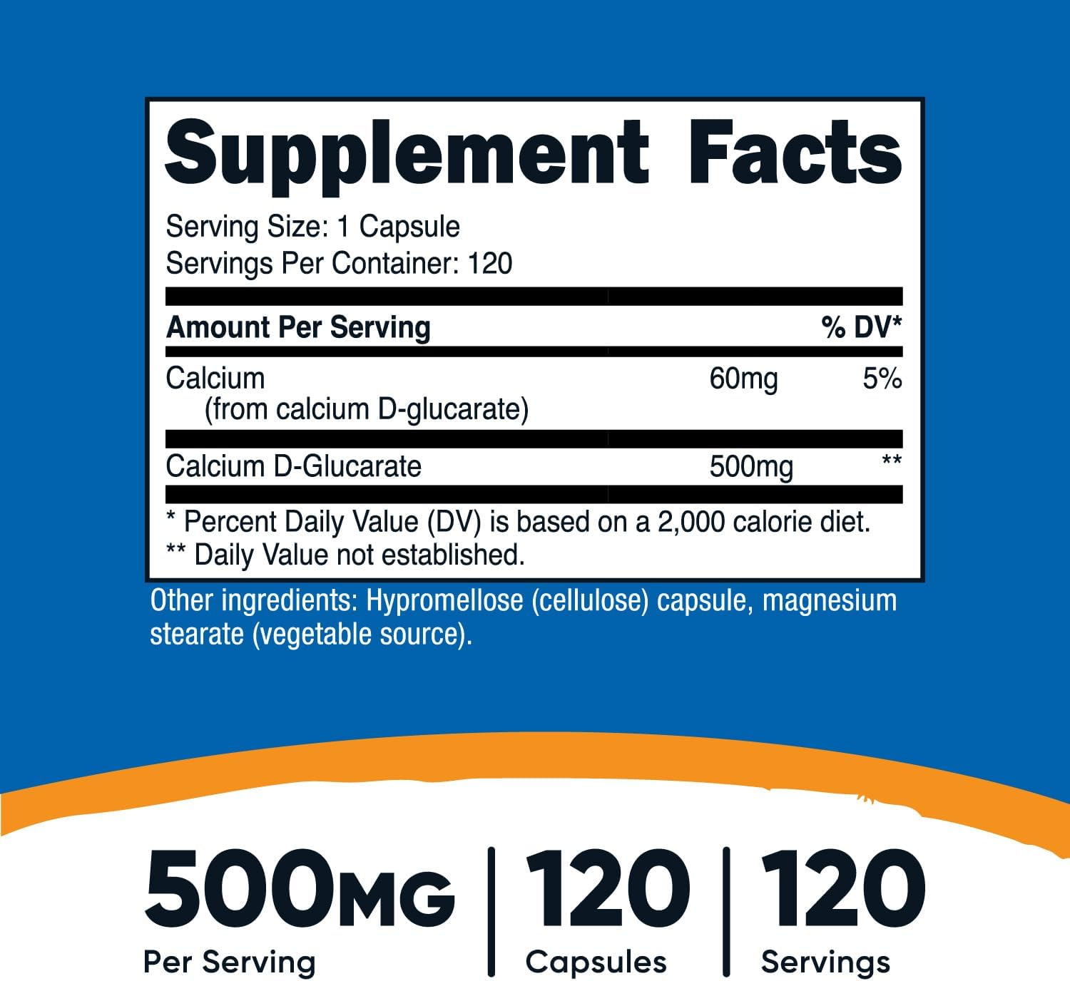 Nutricost Calcium D-Glucarate 500Mg, 120 Capsules - Gluten Free, Non-Gmo, Vegetarian Friendly image number 2