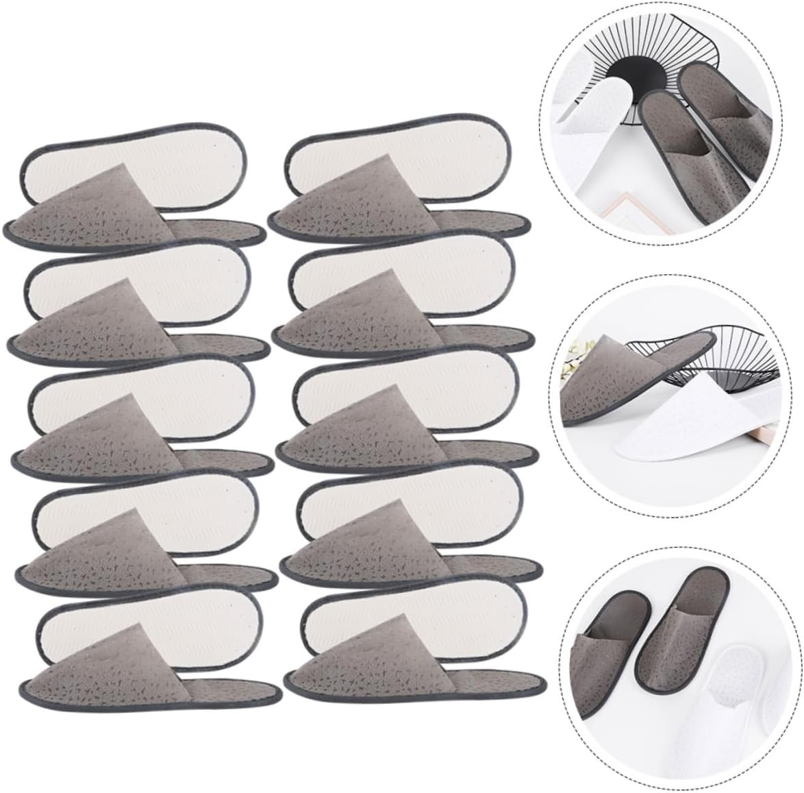 Healeved Slippers Outdoor Booties Travel Slipper Sandals Toiletries Non-Woven Fabric Dark Grey - Dark Grey image number 5