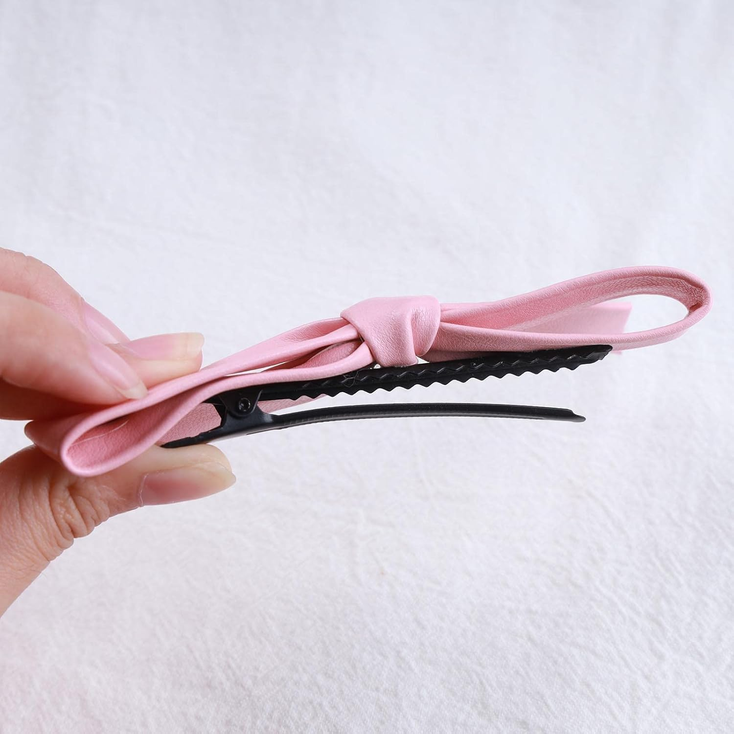 Yheakne Vintage Bow Hair Clip Pink Bow Knot Hair Clip Winter Hair Holder Clip French Bow Barrette Headpiece Bow Knot Hair Accessories for Women and Girls (Pink) image number 5