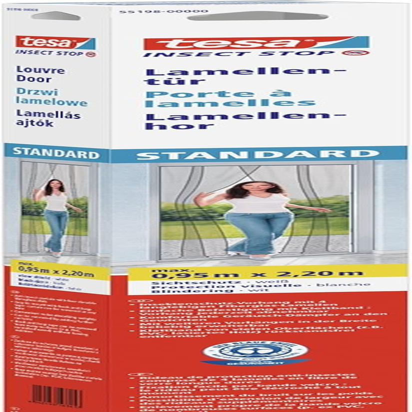 Tesa Insect Stop Hook & Loop STANDARD for Windows - Self Adhesive Window Fly Screen - Cut to Desired Size - in White, 130 Cm X 150 Cm