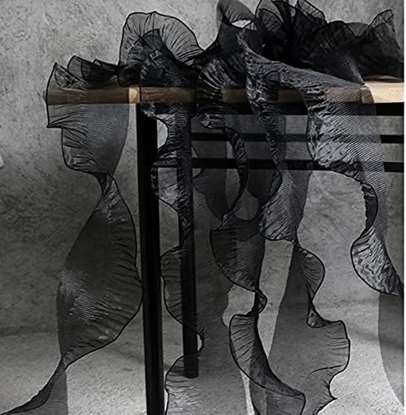 5 Yards Retro Ruffle Pleated Chiffon Trim Dress Bag Decoration Tulle Fabric Applique Trimming Craft Sewing (Black Ruffle) image number 4