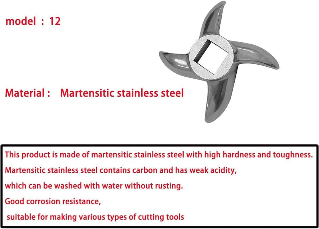 #12 Meat Grinder Blade Stainless Steel Knife Cutter Replacement, Please Check the Size and Shape(2 PCS) image number 6