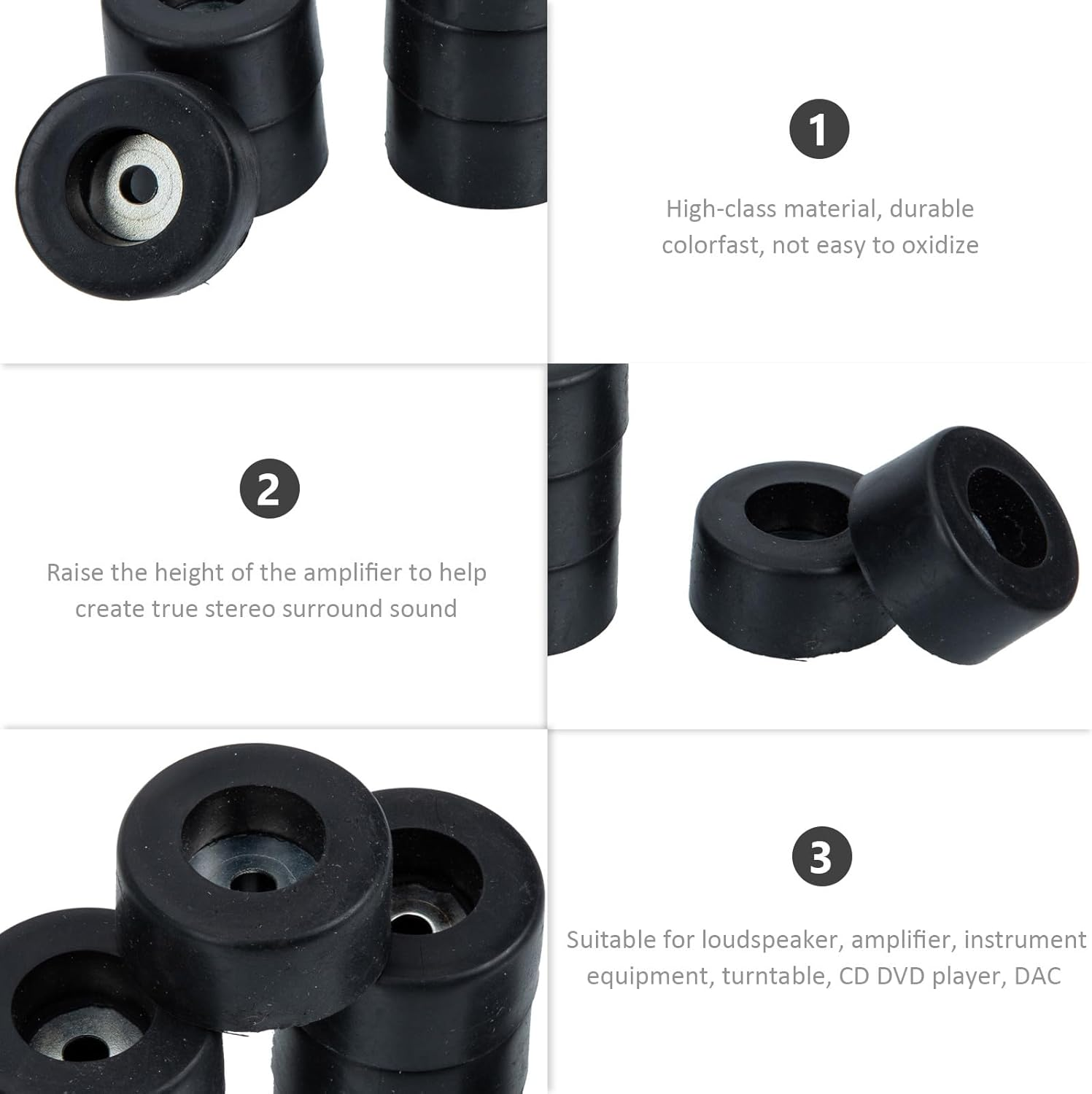 BESPORTBLE 8Pcs Rubber Speaker Isolation Feet Pads 38X20Mm Black Soundproof Spike Cushions for Stage Amplifier and Home Audio Equipment image number 1