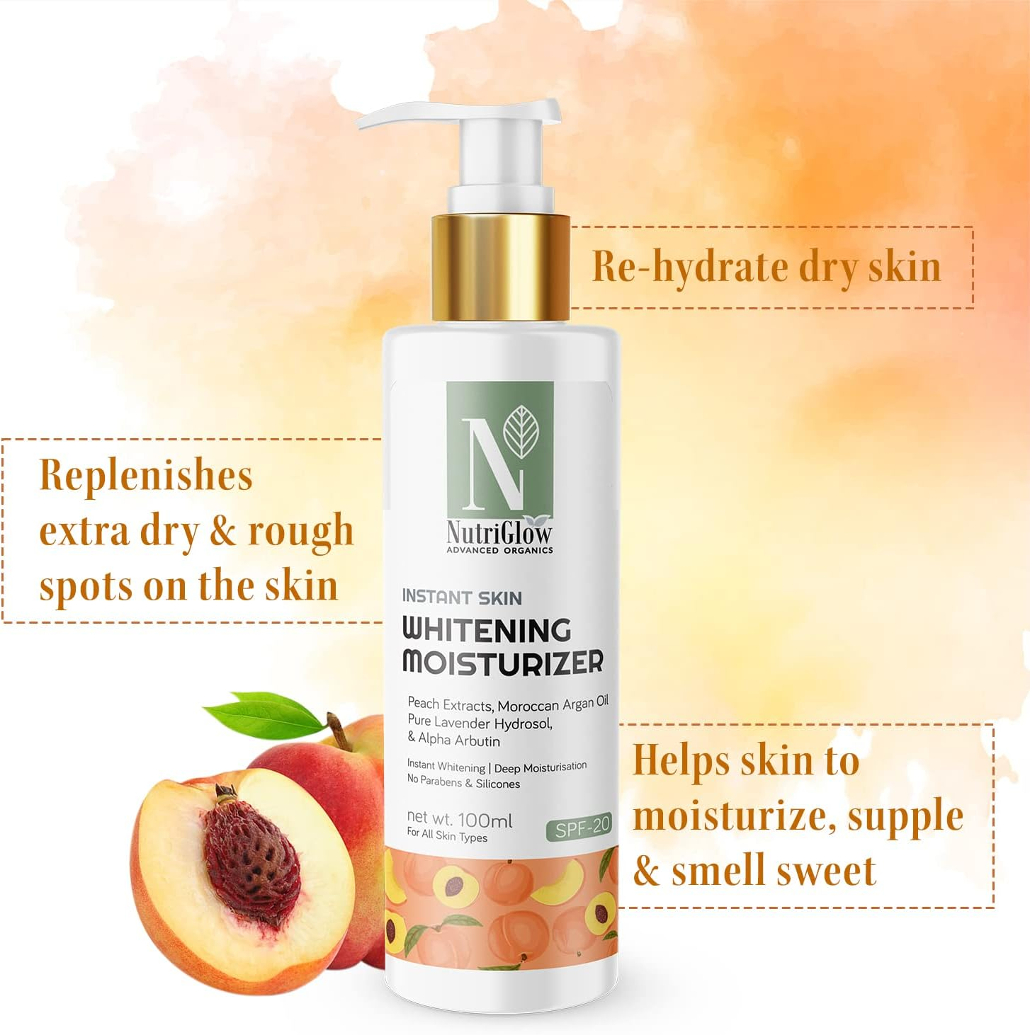 Nutriglow Advanced Organics Moisturizer SPF 20 with Pure Lavender Oil for Deep Moisturization, All Skin Types, 100Ml image number 2