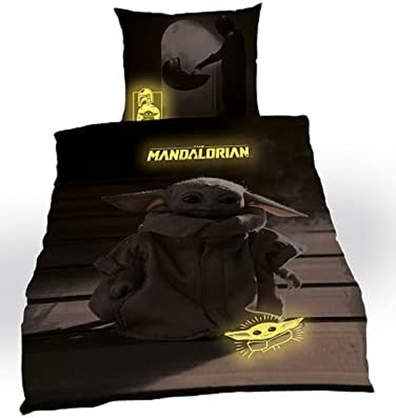 Tex Idea Star Wars Mandalorian the Child Bed Linen Smooth Glow in the Dark - Glows in the Dark - All-In-One Outlet 24 - (135 X 200 Cm) image number 1