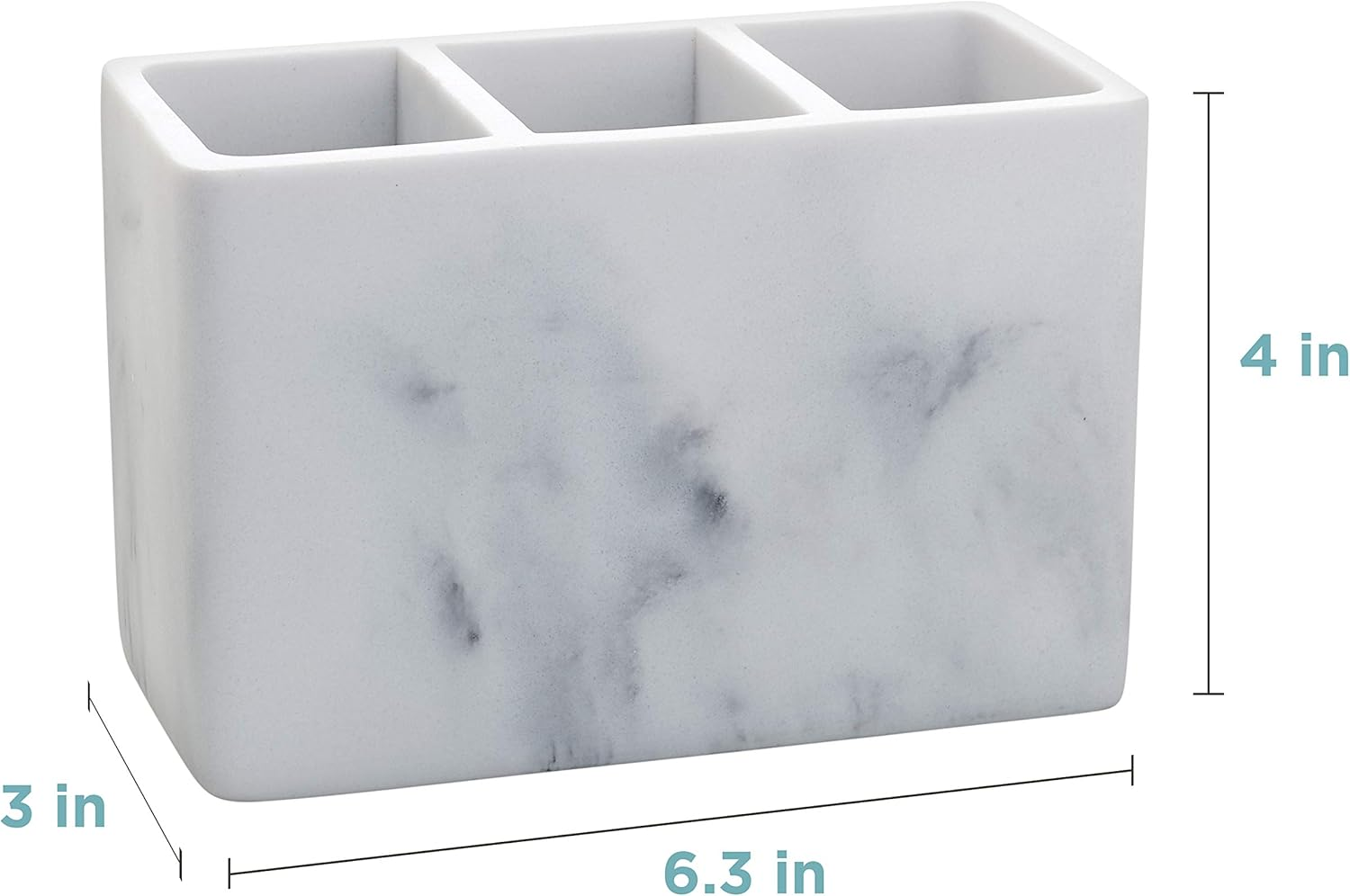 Zenna Home Corin Vanity Organizer: Countertop Storage for Bathroom Counter Organization, Toothbrush Holder, Makeup and More, Sturdy Resin, Marble Grey image number 5