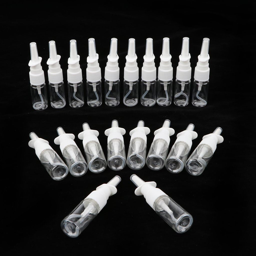 Prettyia 20Pcs Empty Refillable Nasal Spray Bottles Sprayer Containers Plastic Clear - 10Ml image number 6