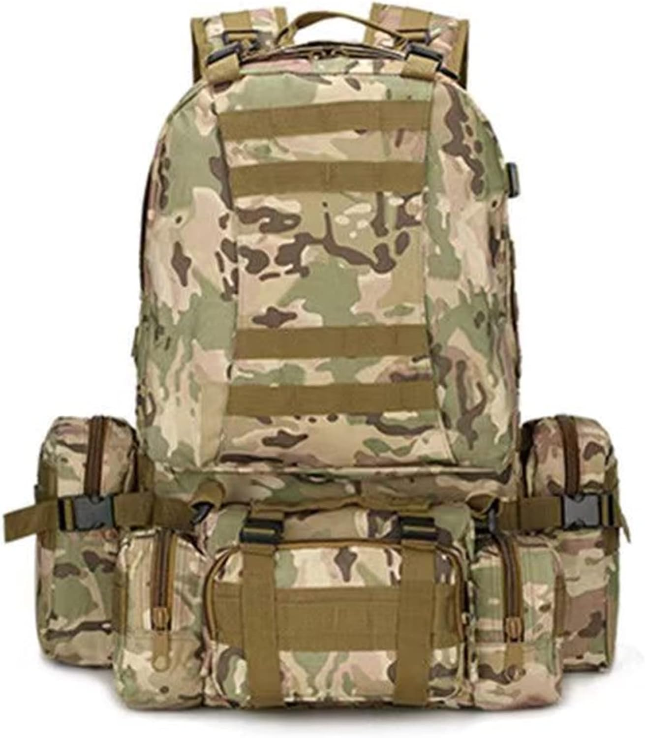 Yunyunstrap Tactical Backpack 50L, Molle Daypack Men, 4 in 1 Military Bag, Outdoor Sport Hiking Climbing Army Camping Bags - Army Green image number 2