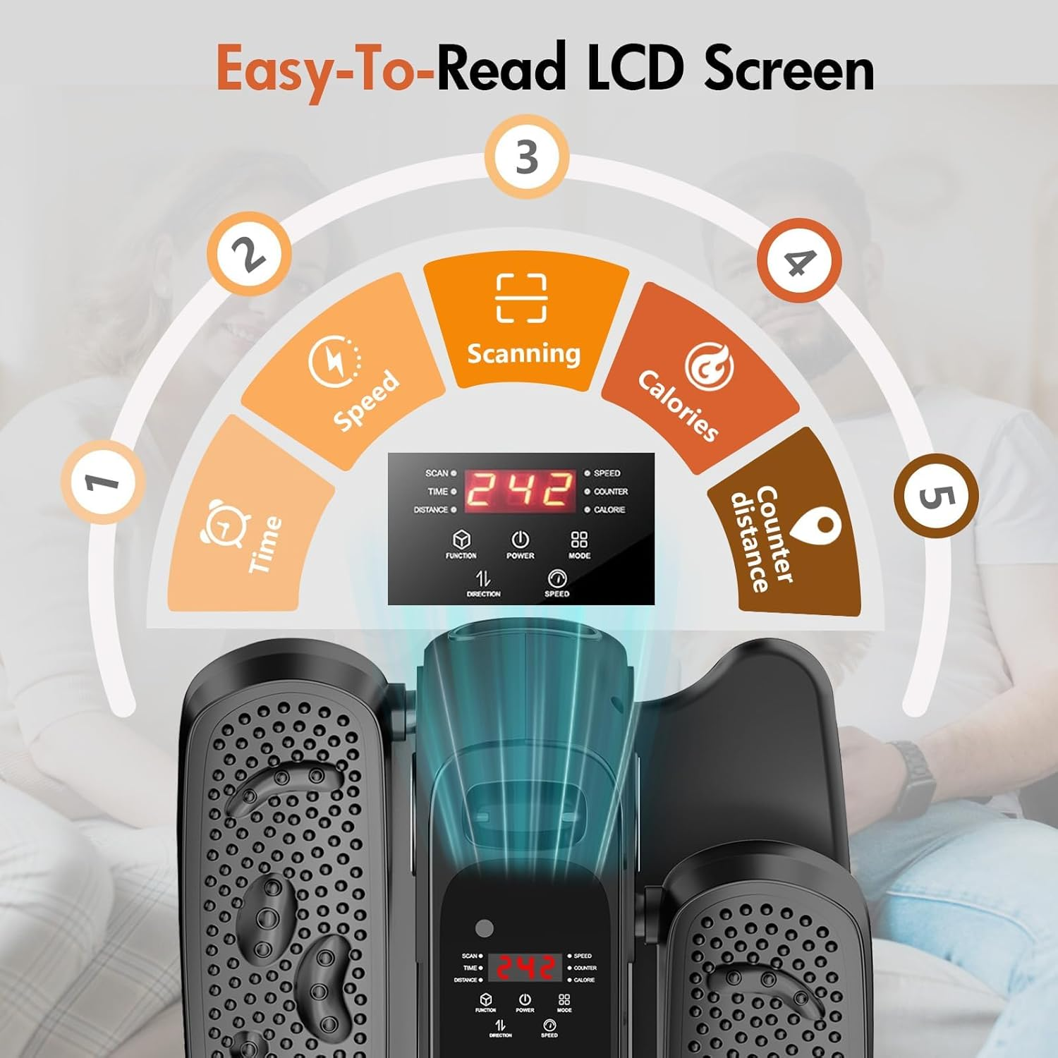 Under Desk Elliptical Machine, Electric Leg Exerciser with 15 Adjustable Settings, Compact Mini Seated Elliptical Desk Exercise Equipment, Quiet Portable Pedal Machine for Seniors image number 1